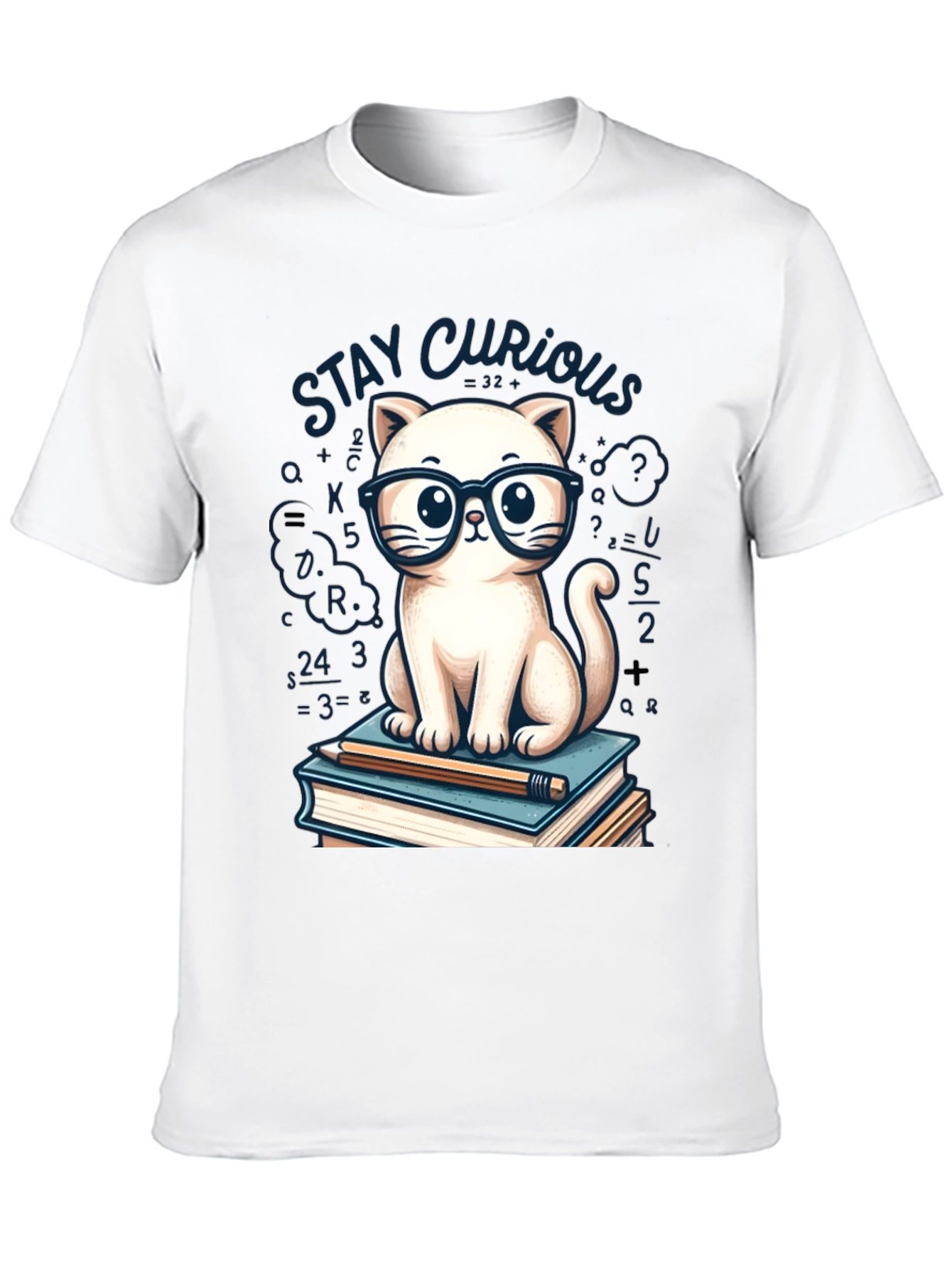 Stay Curious Cat Graphic Tee - Black