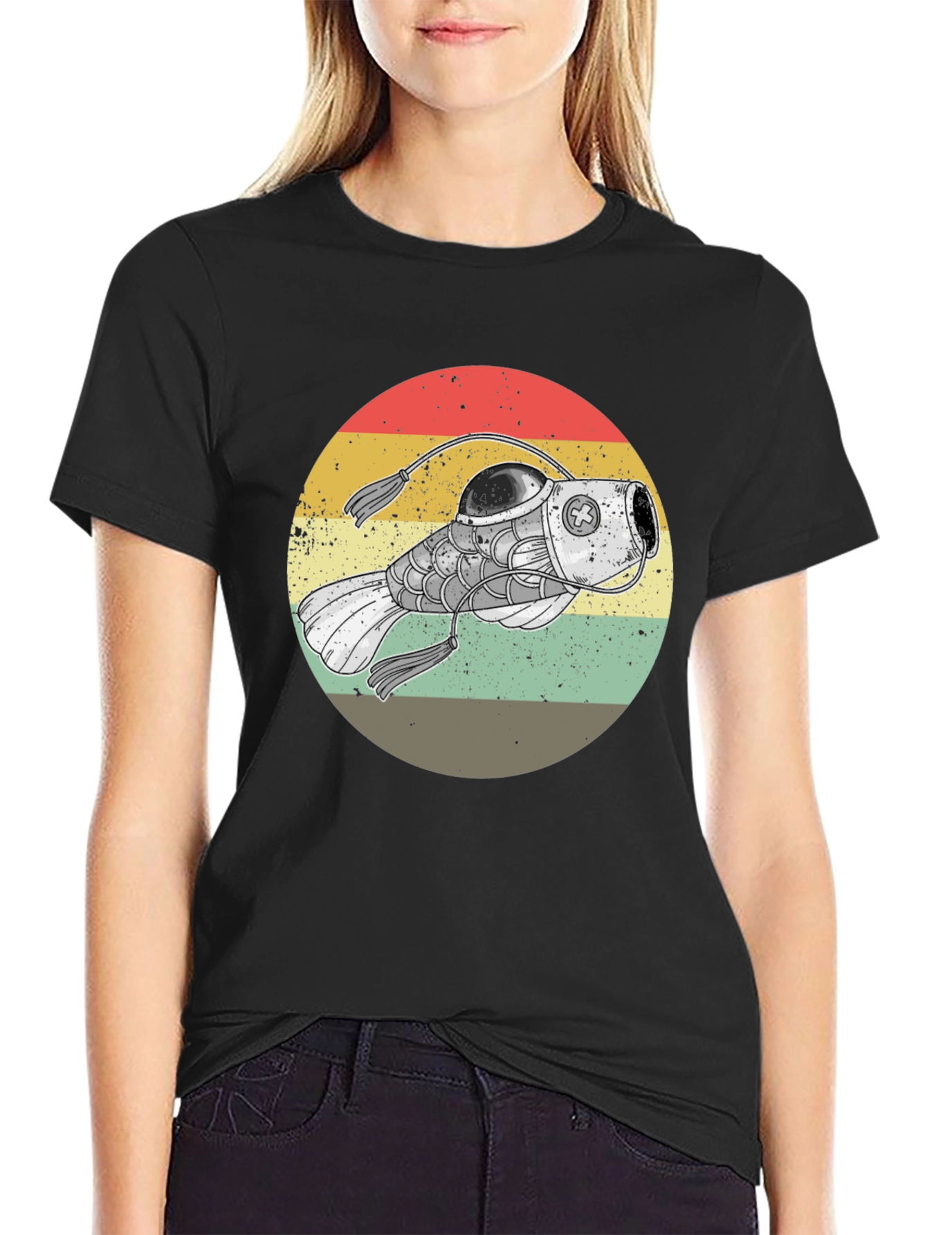 Retro Angler Fish Graphic Tee - Black