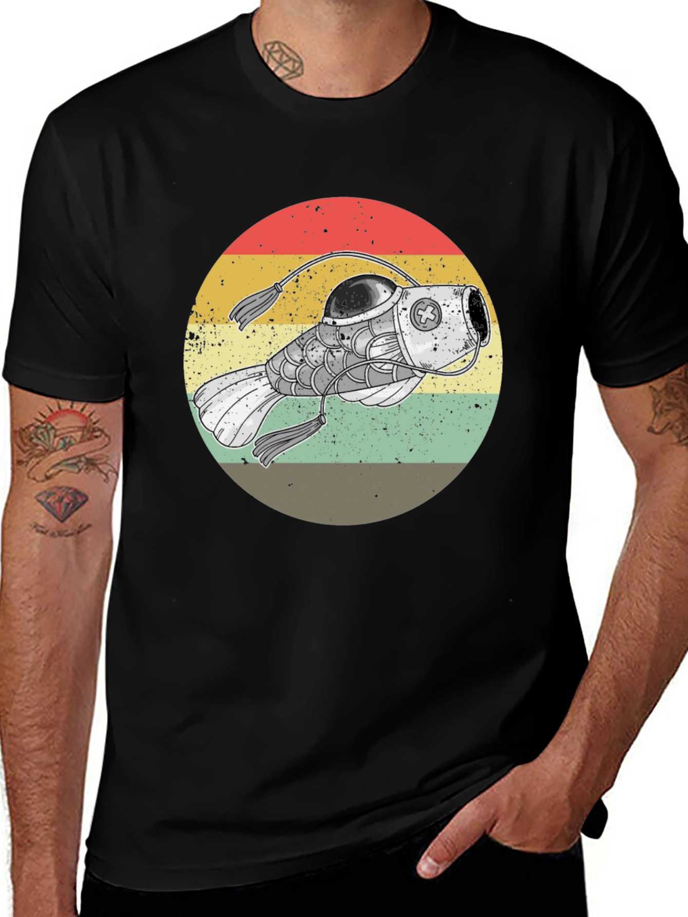 Retro Angler Fish Graphic Tee - Black