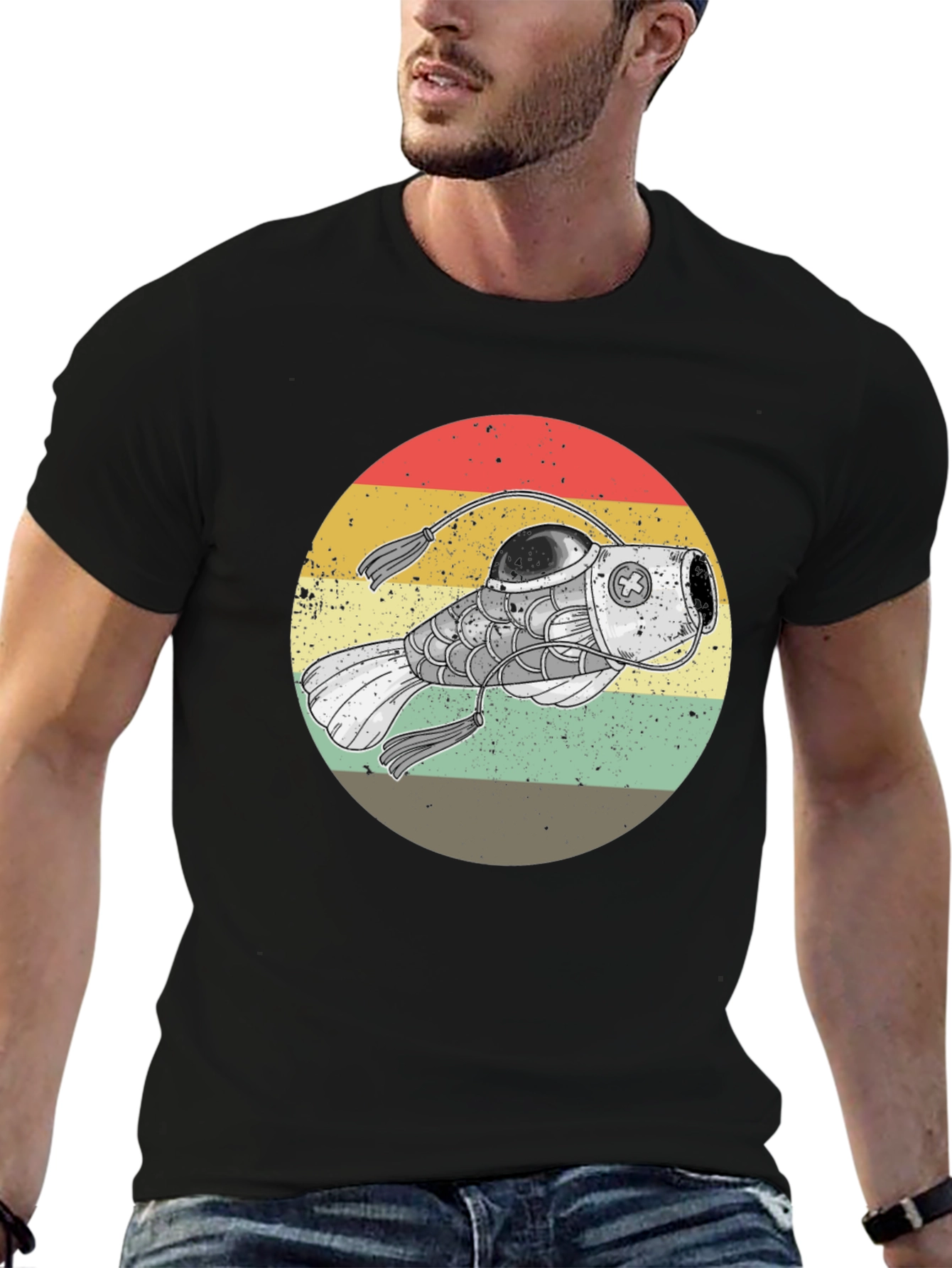 Retro Angler Fish Graphic Tee - Black