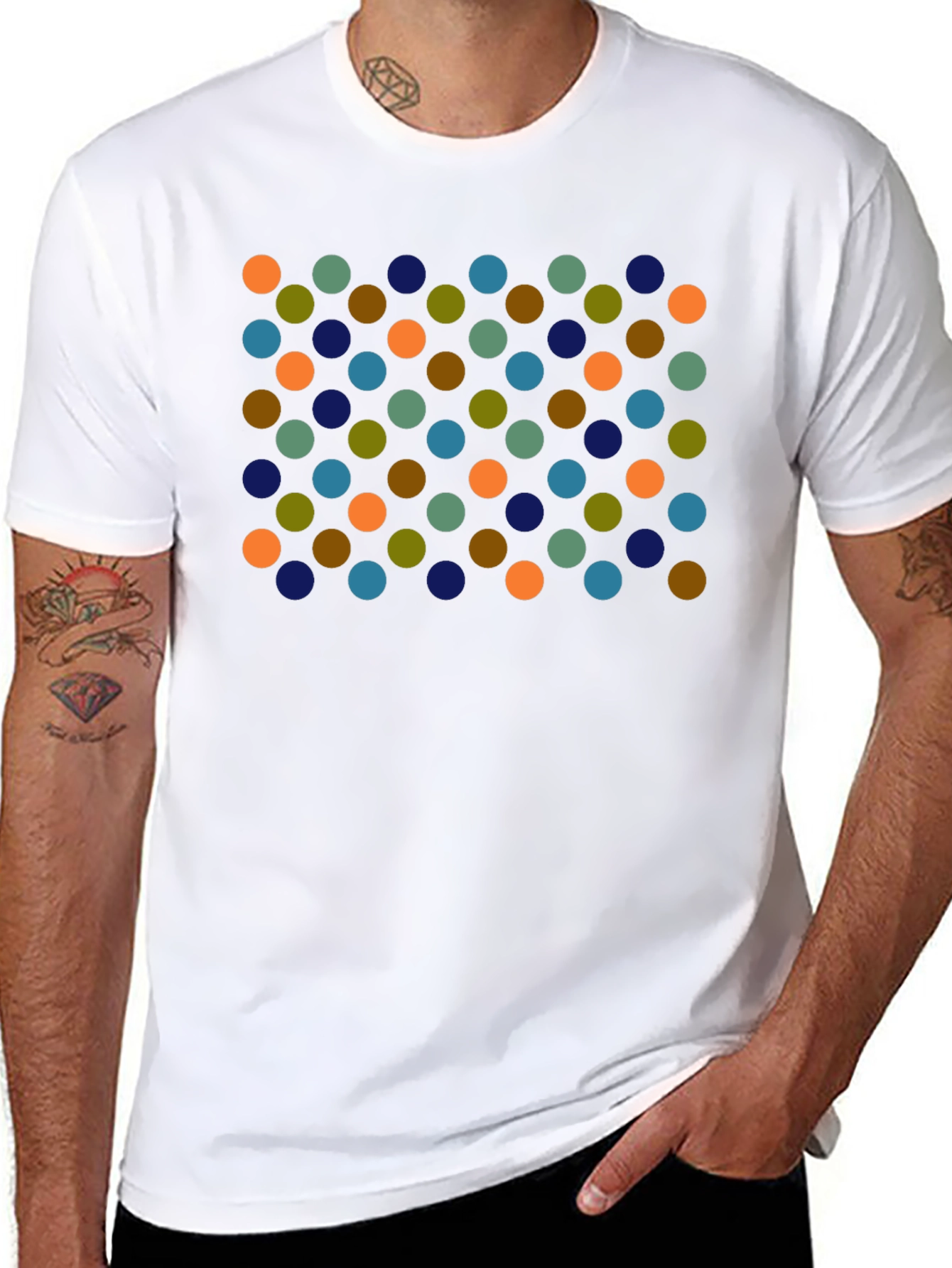 Retro Dot Pattern Black T-Shirt
