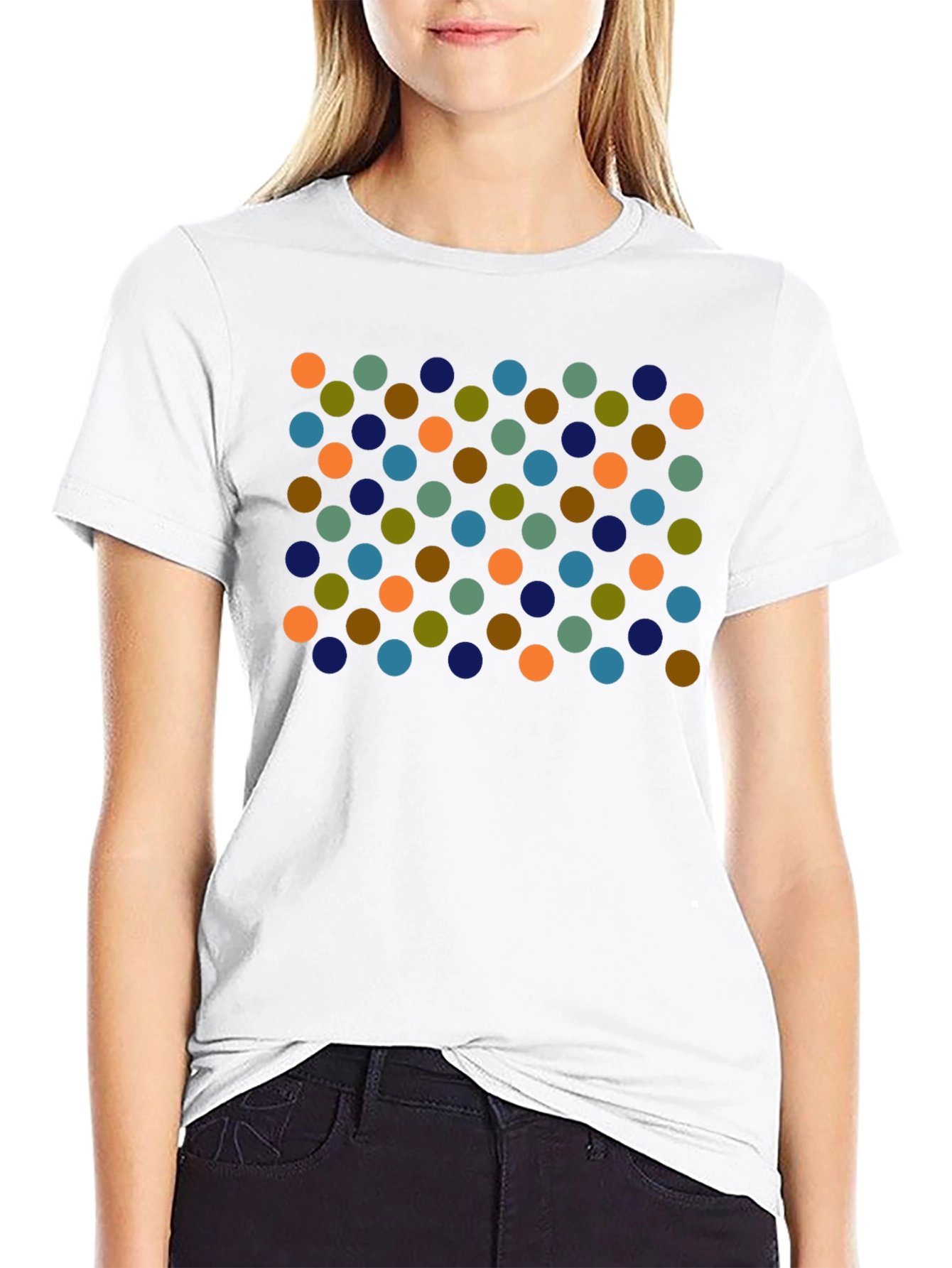 Retro Dot Pattern Black T-Shirt