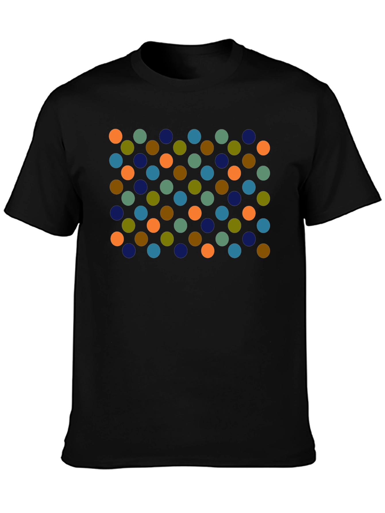 Retro Dot Pattern Black T-Shirt