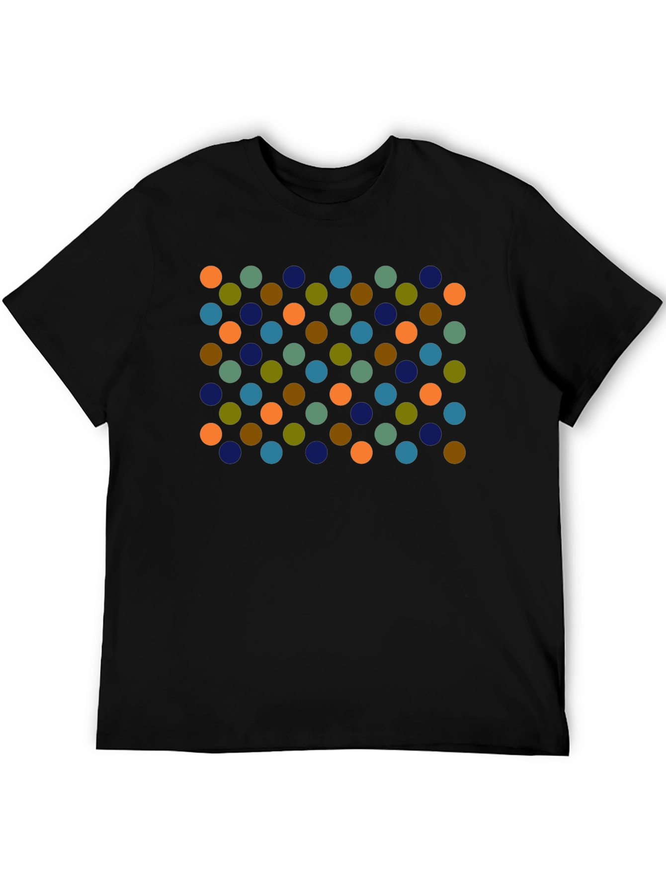 Retro Dot Pattern Black T-Shirt