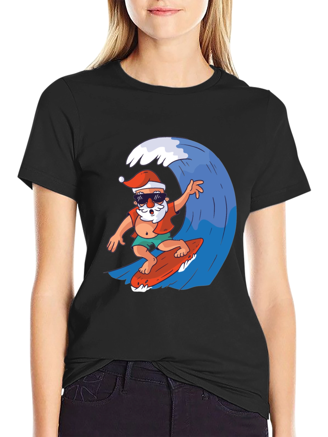 Surfing Santa Graphic Tee - Holiday Fun!