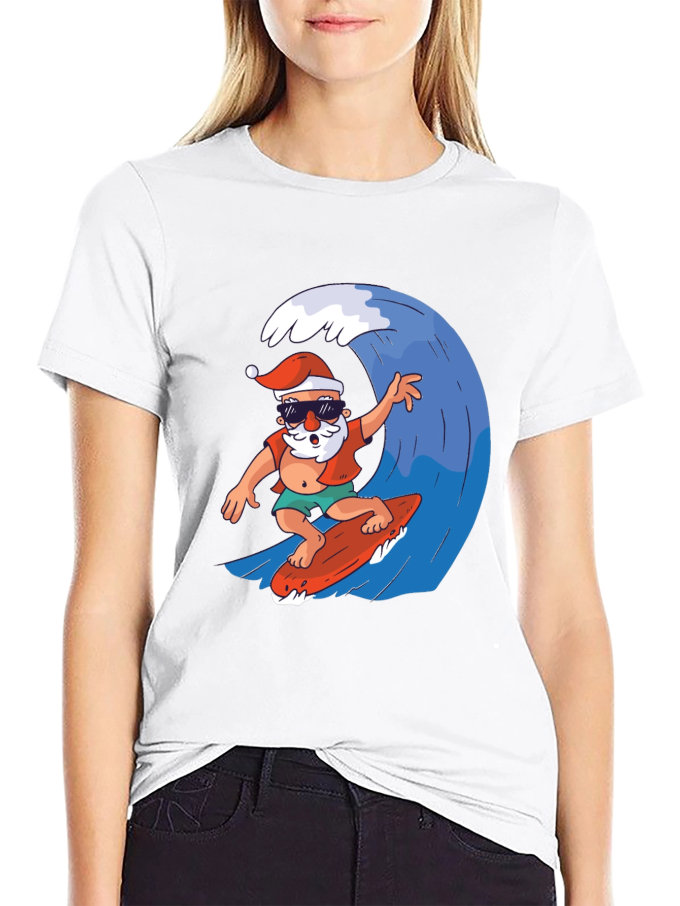 Surfing Santa Graphic Tee - Holiday Fun!