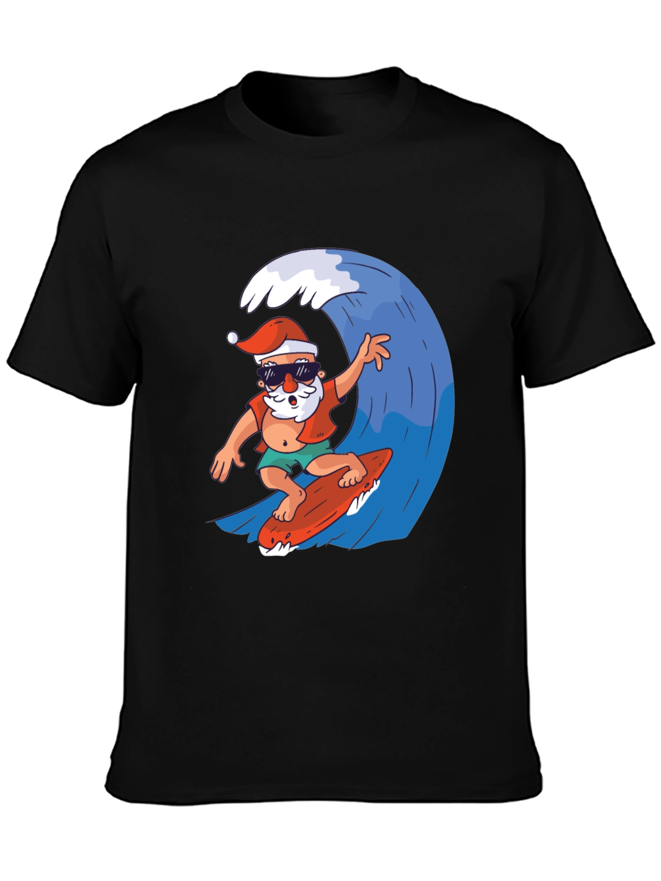 Surfing Santa Graphic Tee - Holiday Fun!