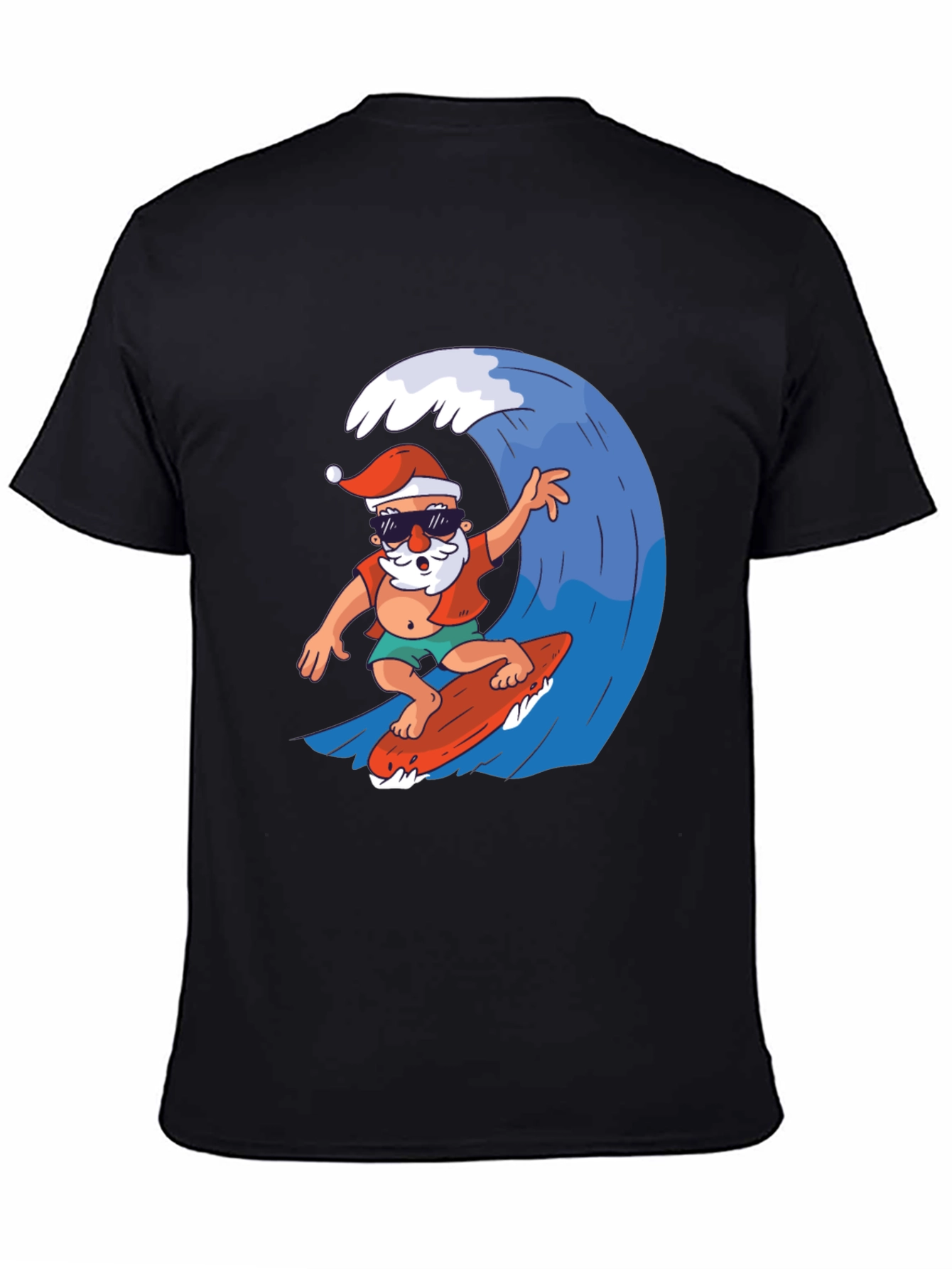 Surfing Santa Graphic Tee - Holiday Fun!