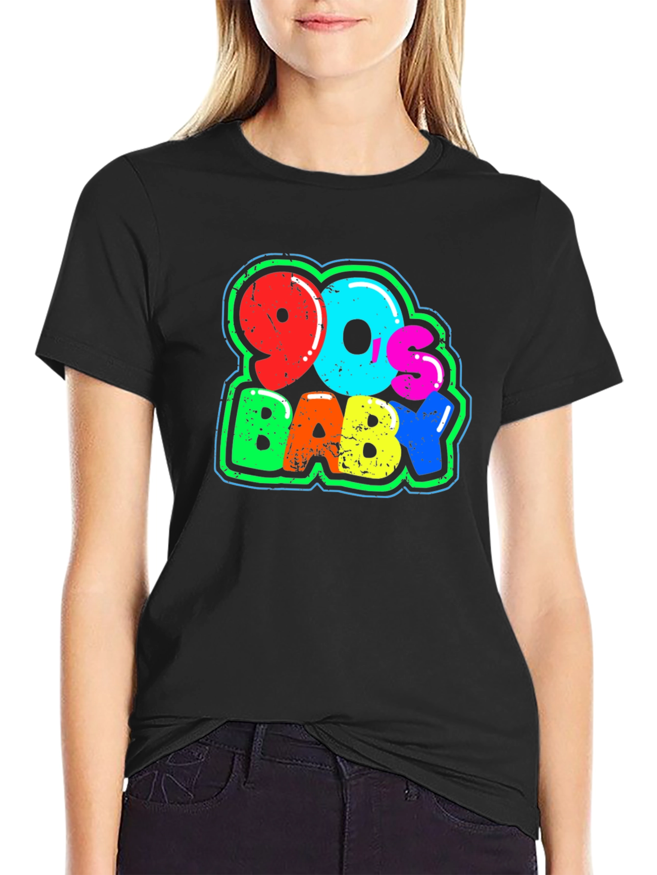 90s Baby T-Shirt Black Cotton Blend