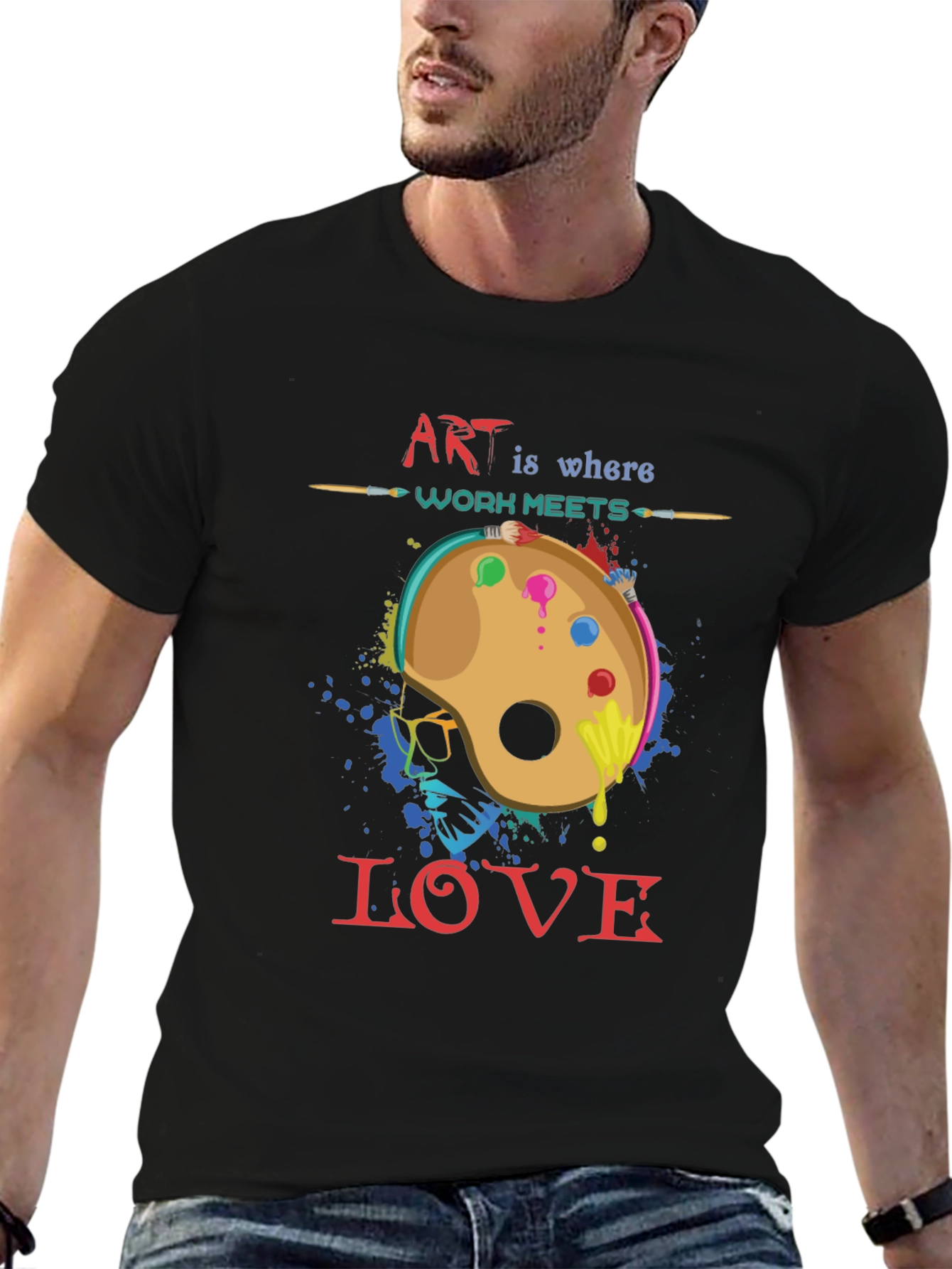 Art is Where Work Meets Love Black T-Shirt