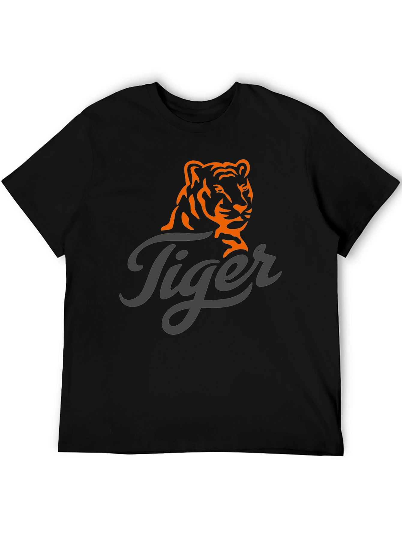 Tiger Graphic Print Mens Black T-Shirt