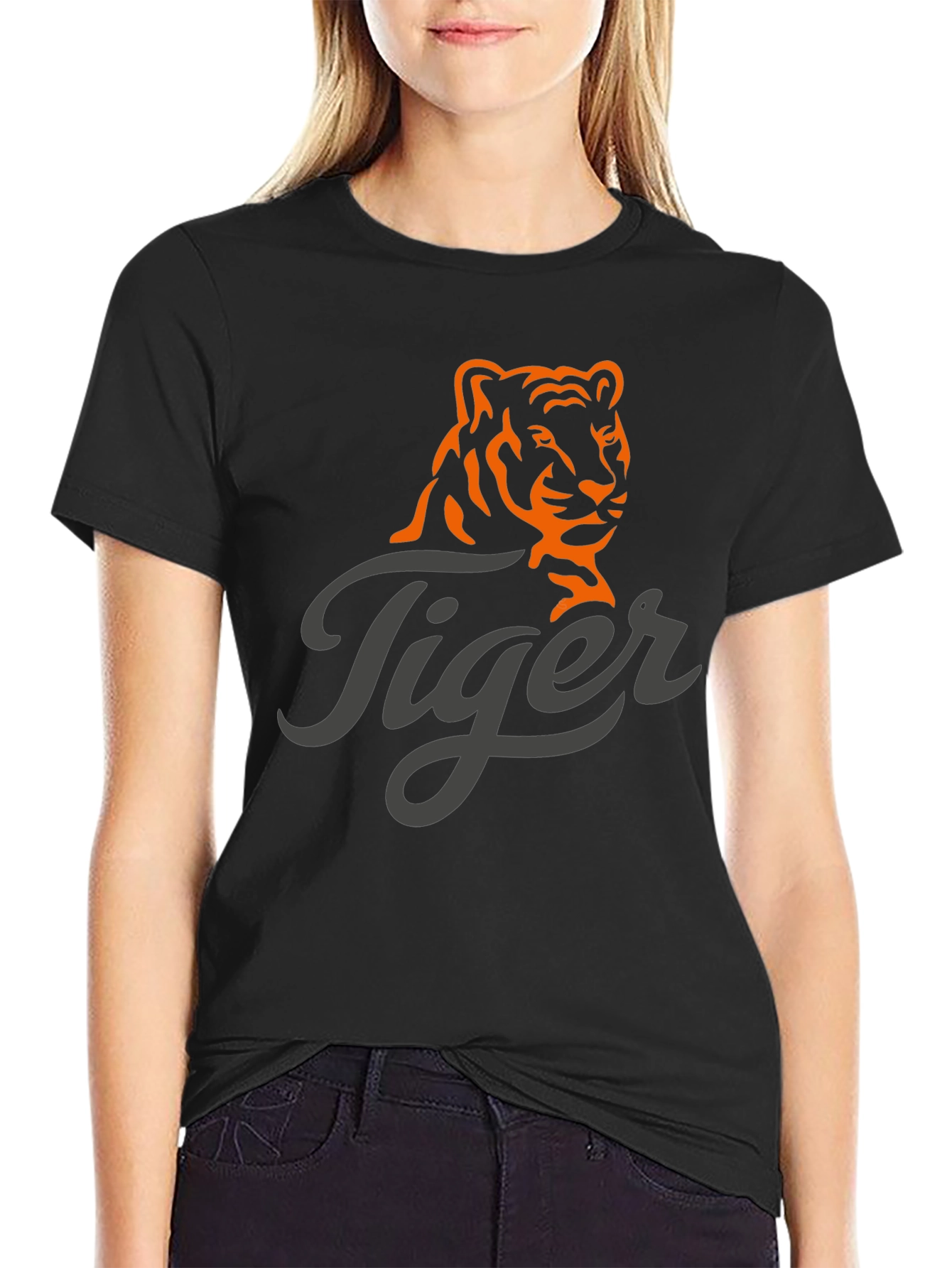 Tiger Graphic Print Mens Black T-Shirt