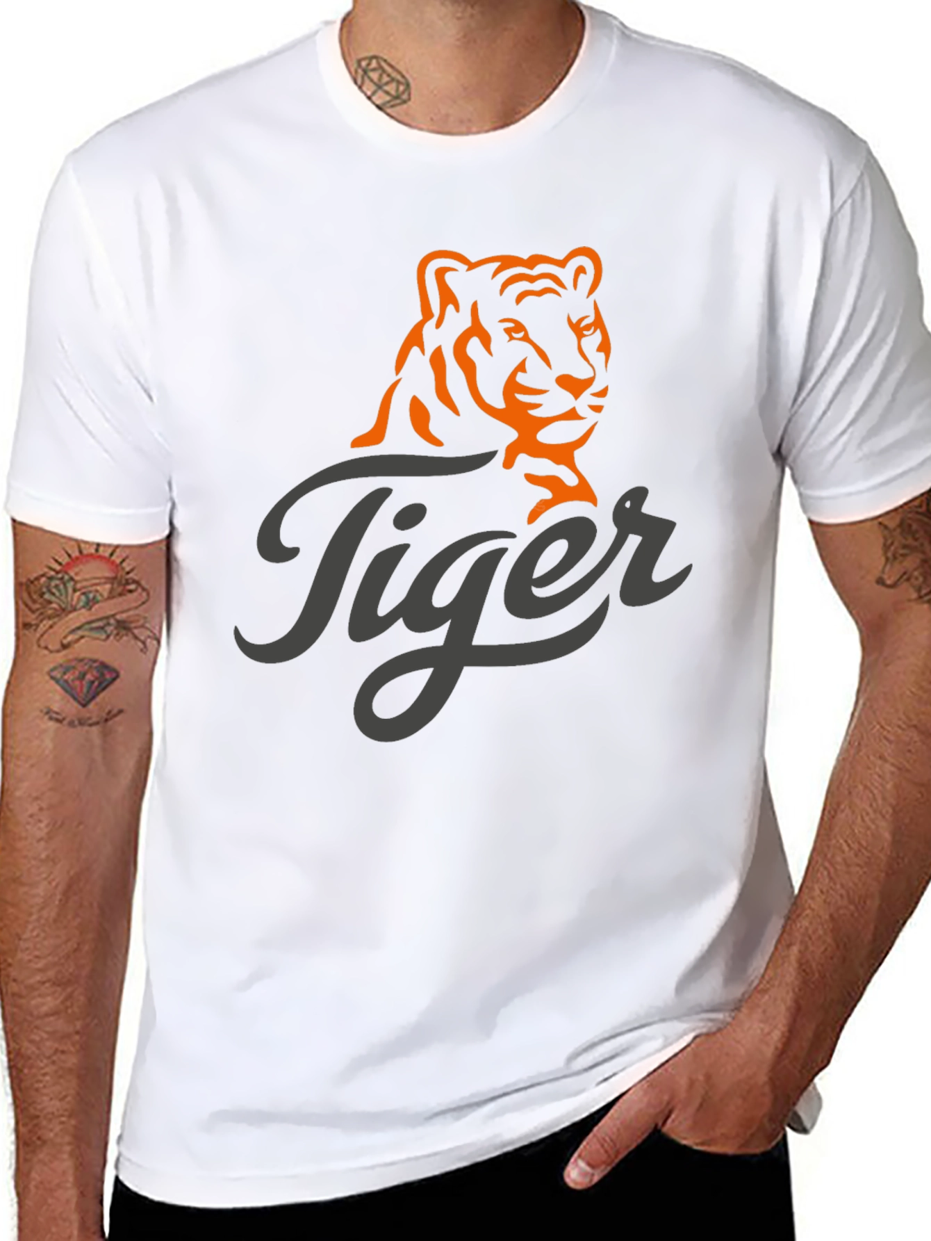 Tiger Graphic Print Mens Black T-Shirt