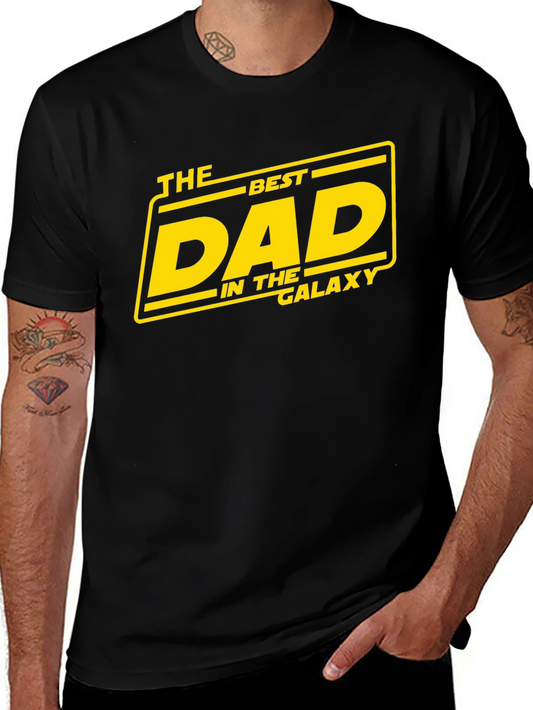 Best Dad In the Galaxy Black Graphic T-Shirt