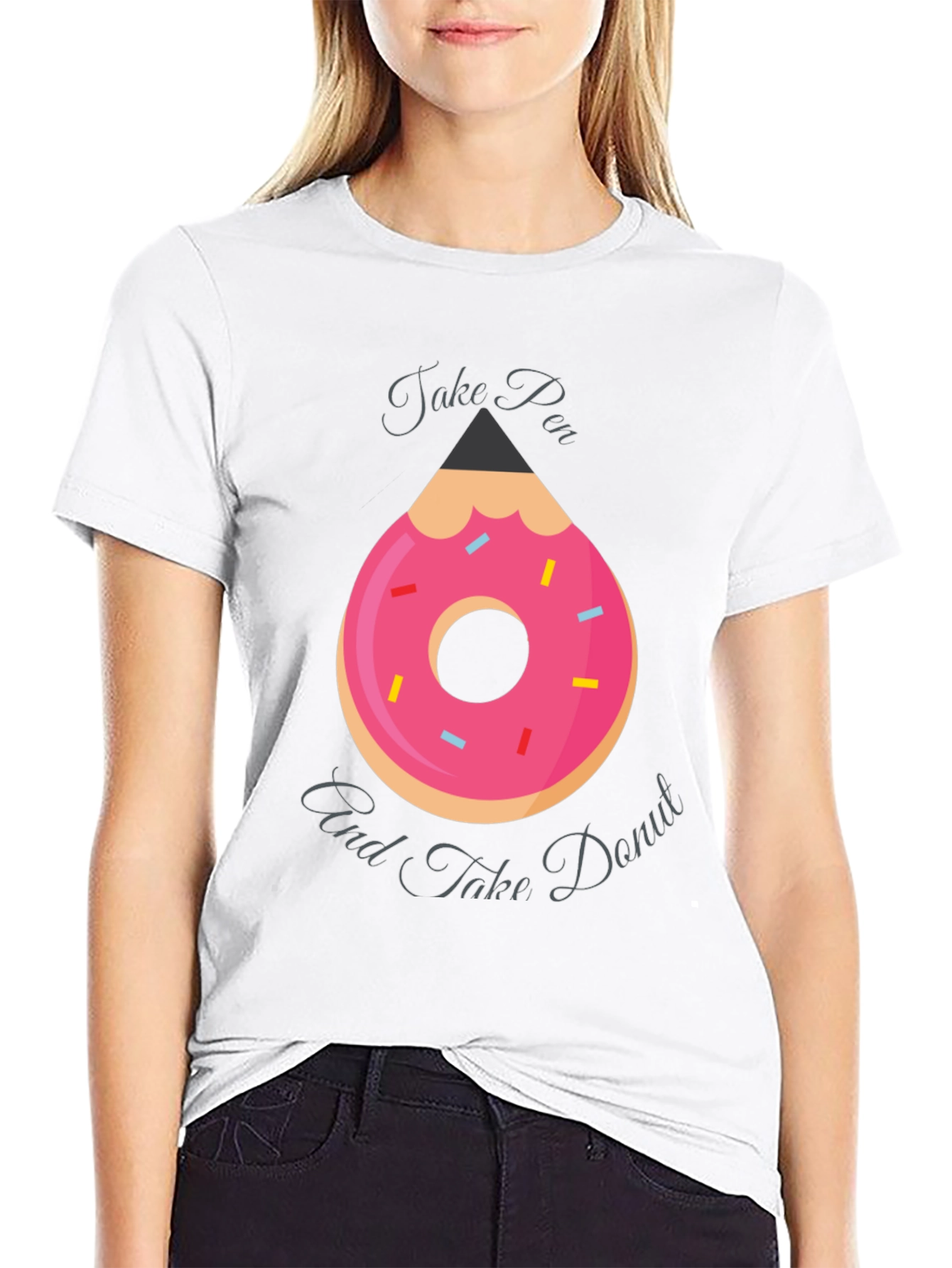 Take Pen and Take Donut Graphic T-Shirt
