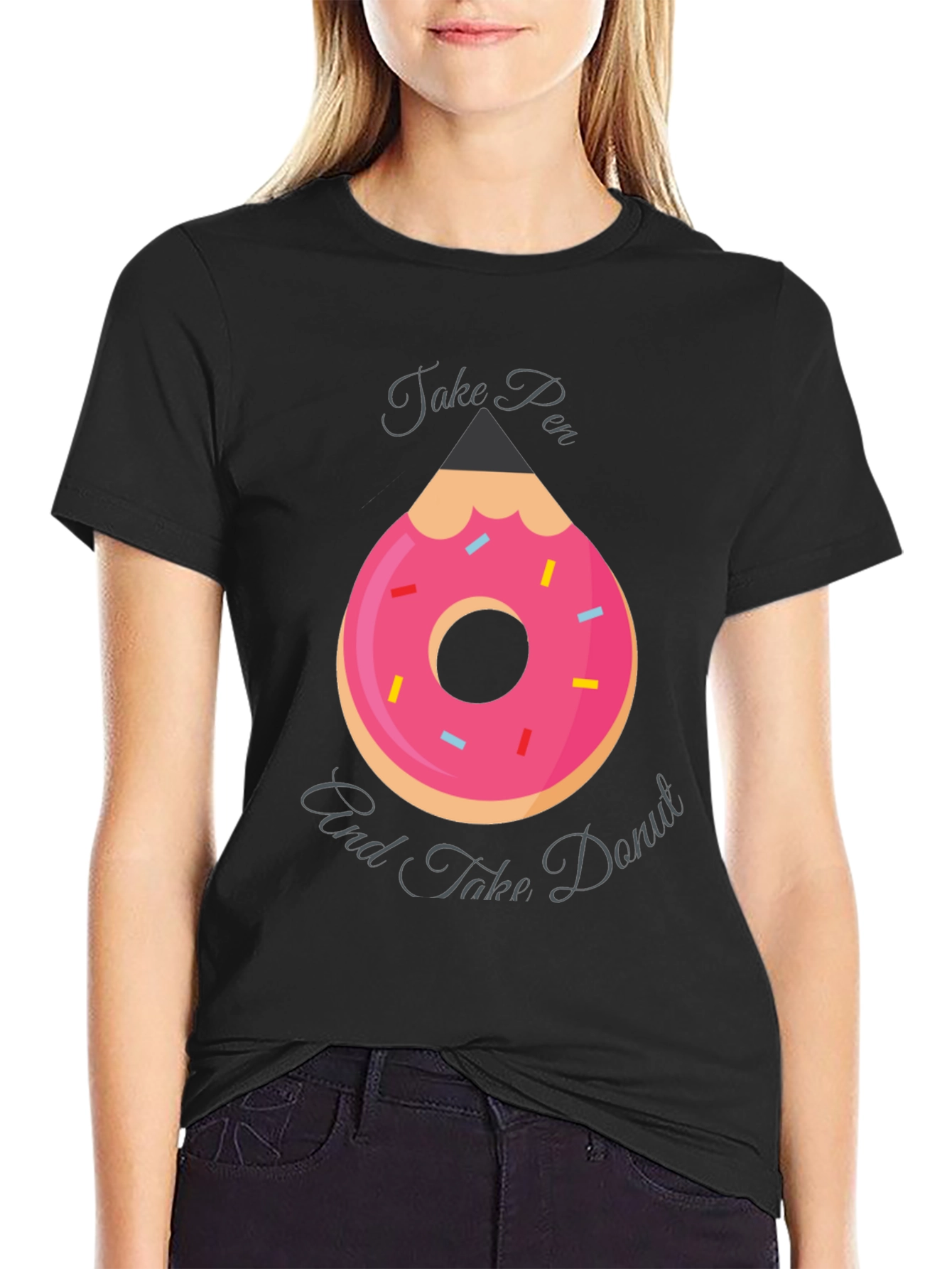 Take Pen and Take Donut Graphic T-Shirt