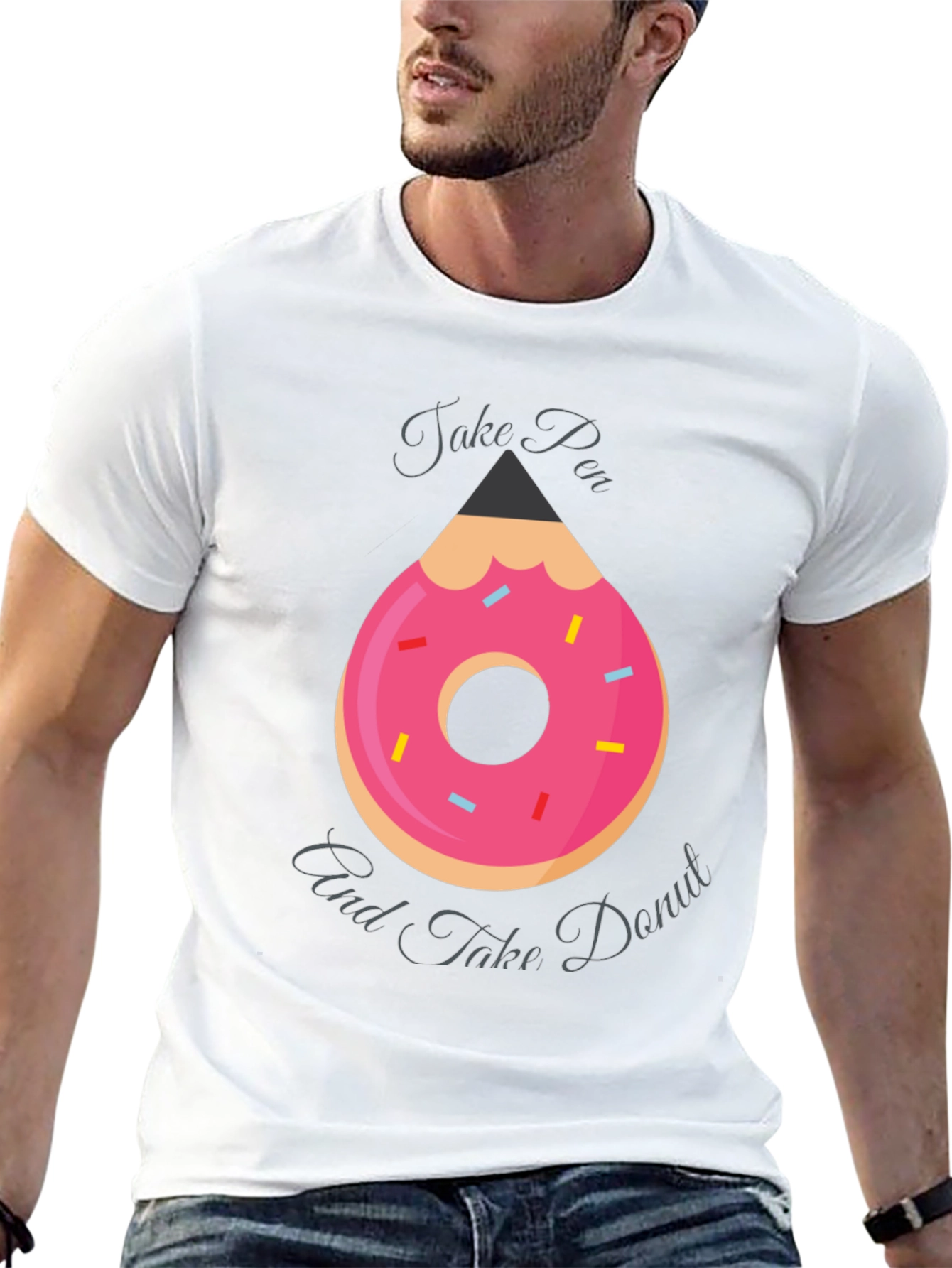 Take Pen and Take Donut Graphic T-Shirt