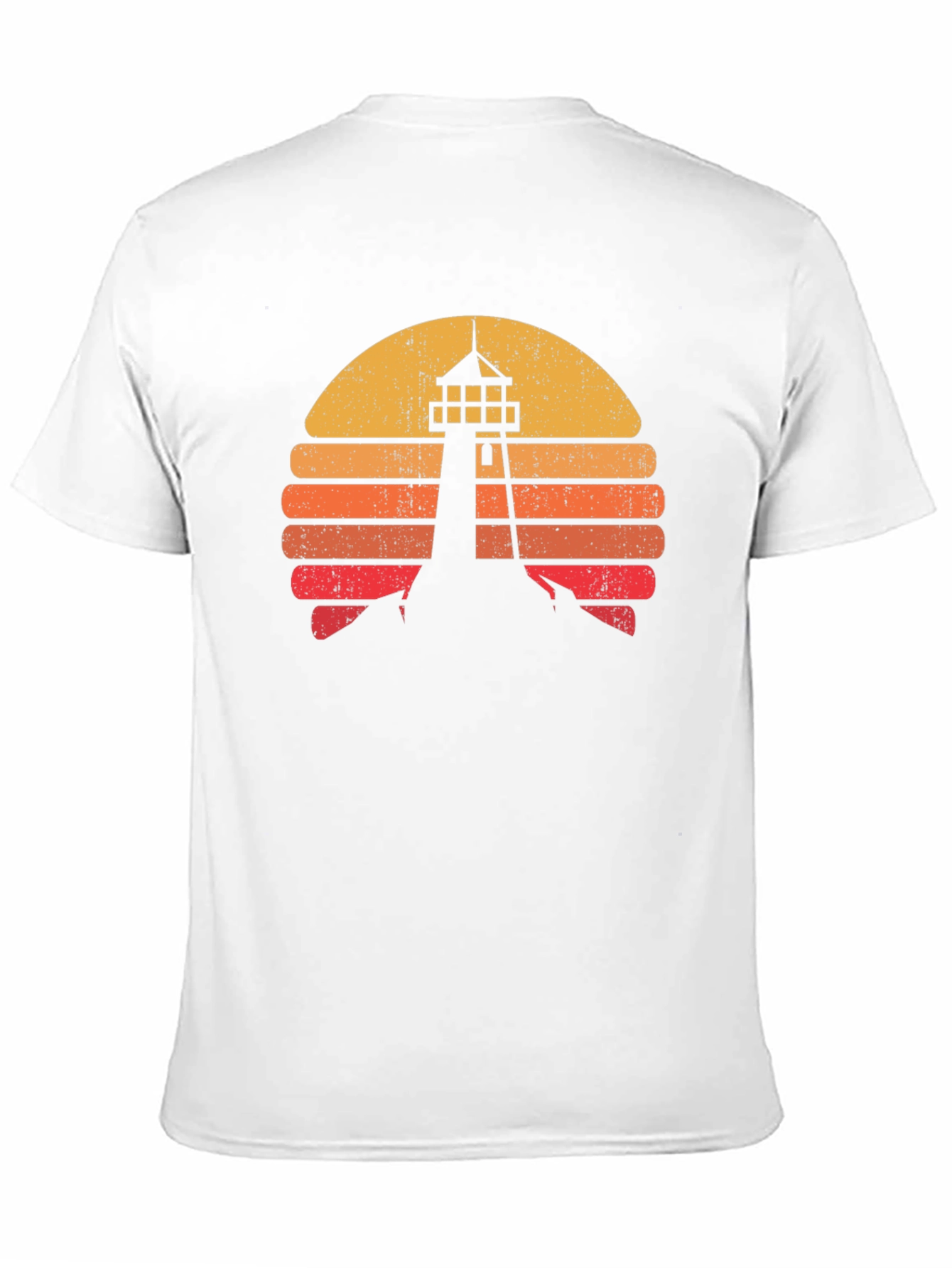Retro Lighthouse Sunset Graphic Tee - Black