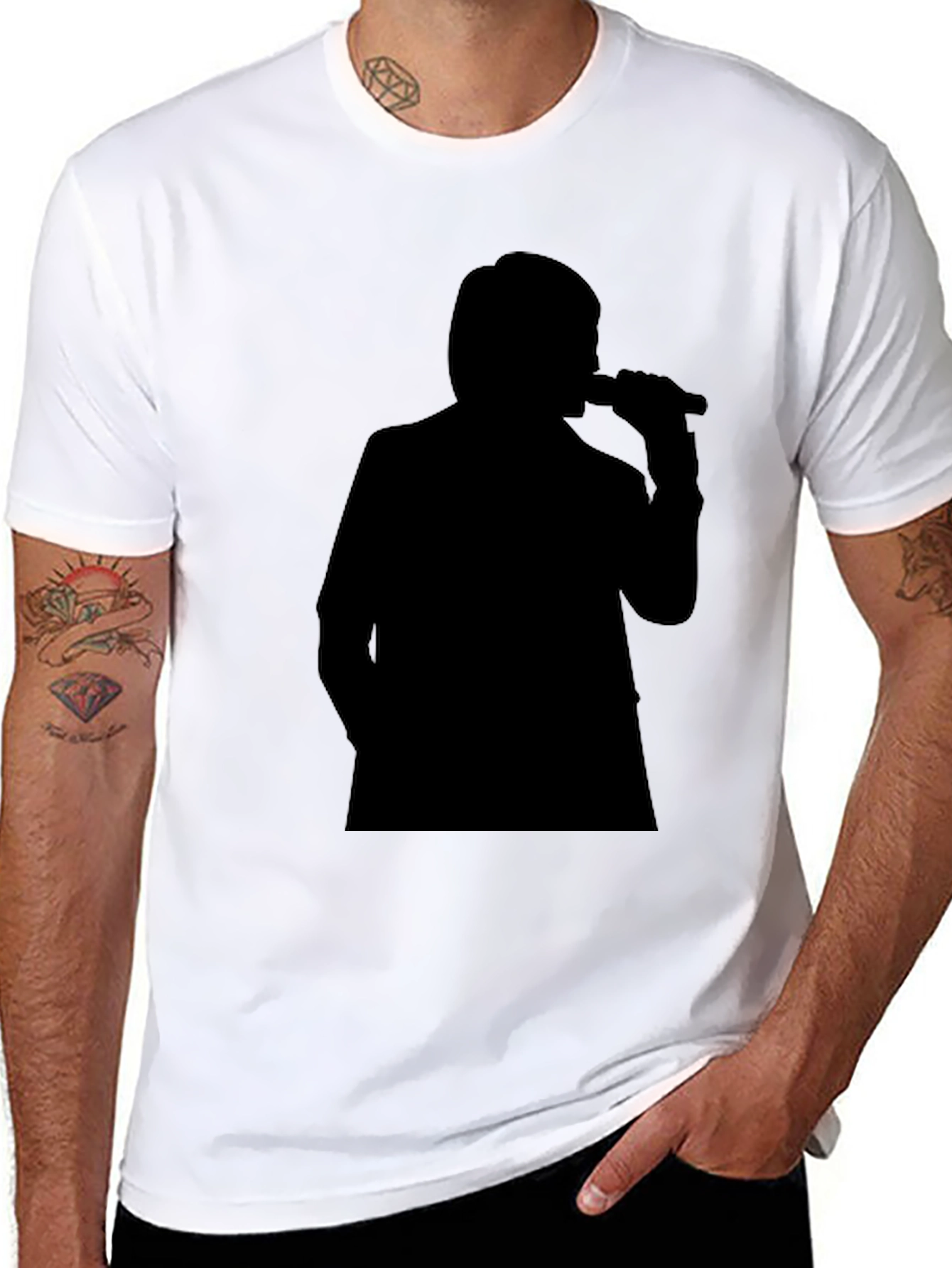 Black Silhouette Singer Graphic Tee - Stylish Comfort