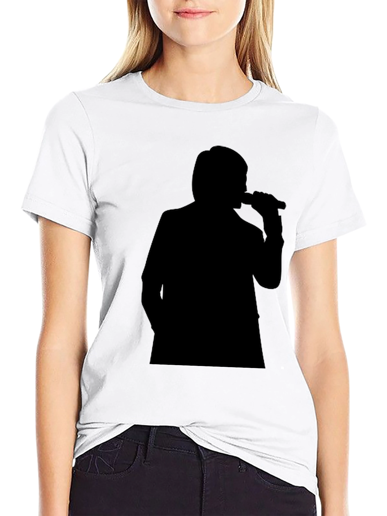 Black Silhouette Singer Graphic Tee - Stylish Comfort