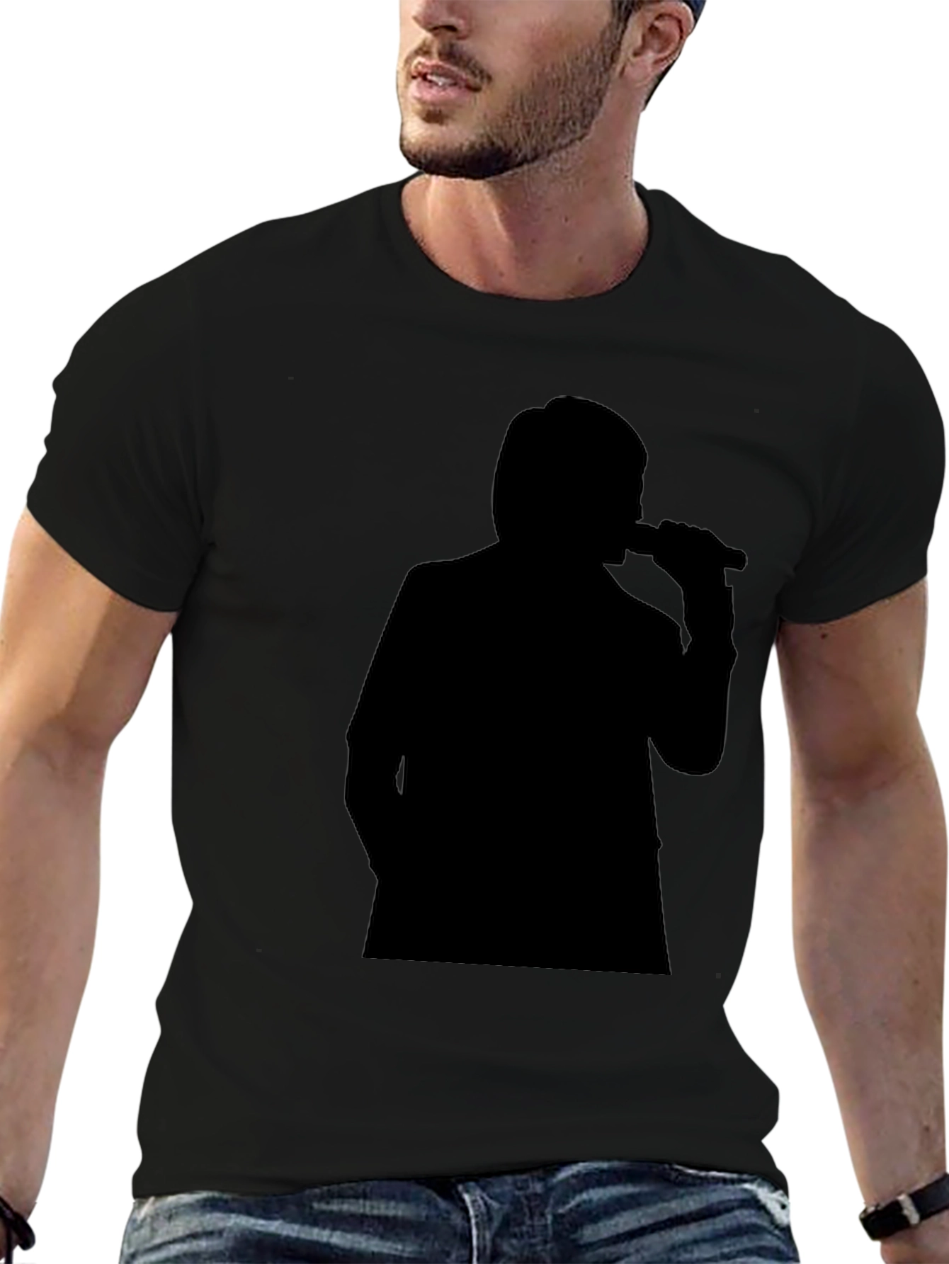 Black Silhouette Singer Graphic Tee - Stylish Comfort