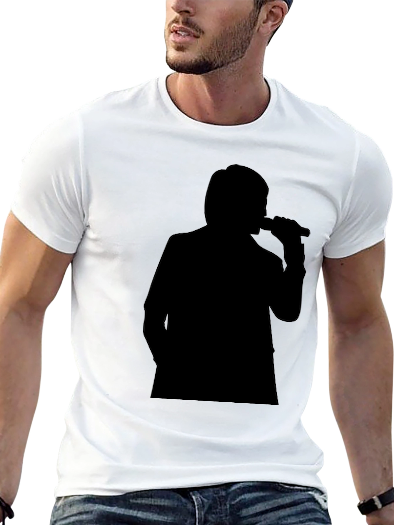 Black Silhouette Singer Graphic Tee - Stylish Comfort