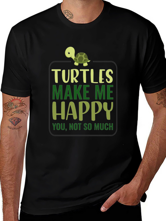 Turtles Make Me Happy Black T-Shirt