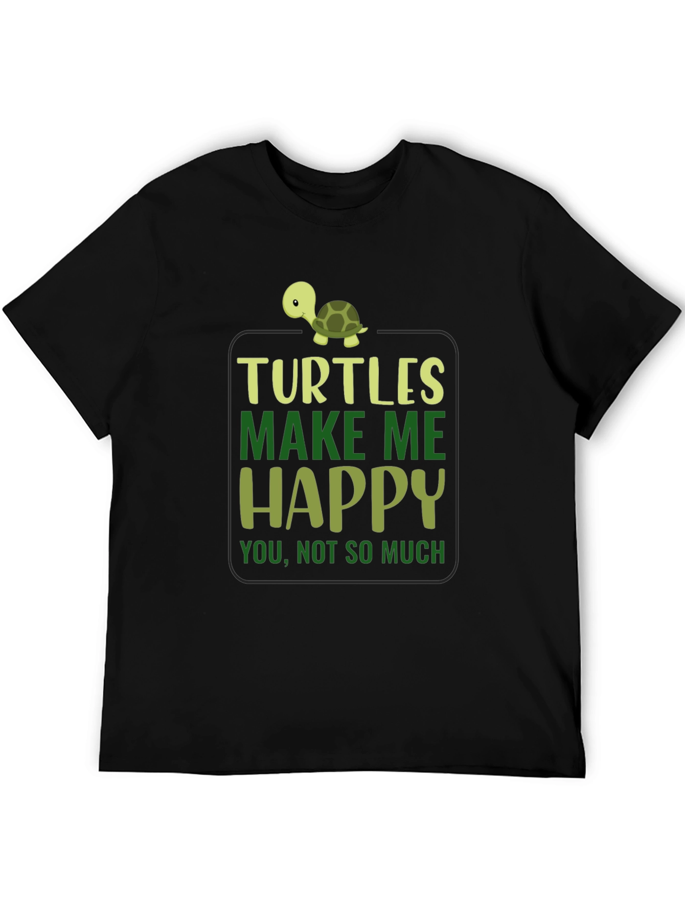 Turtles Make Me Happy Black T-Shirt