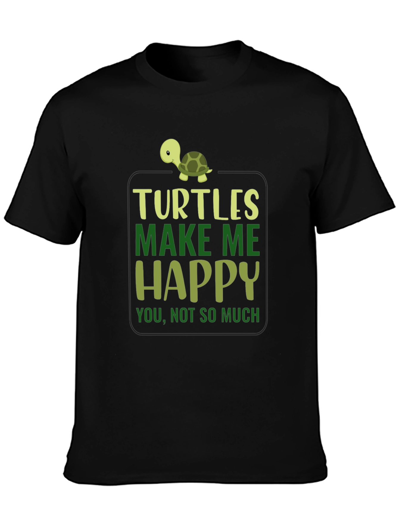 Turtles Make Me Happy Black T-Shirt
