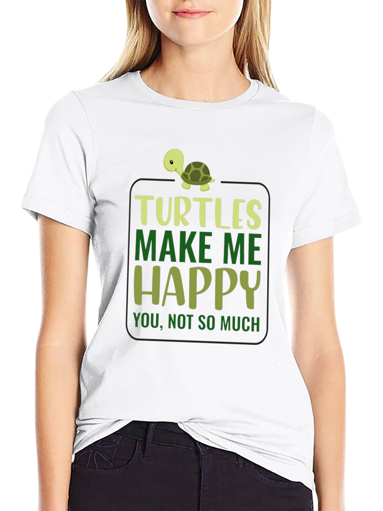 Turtles Make Me Happy Black T-Shirt