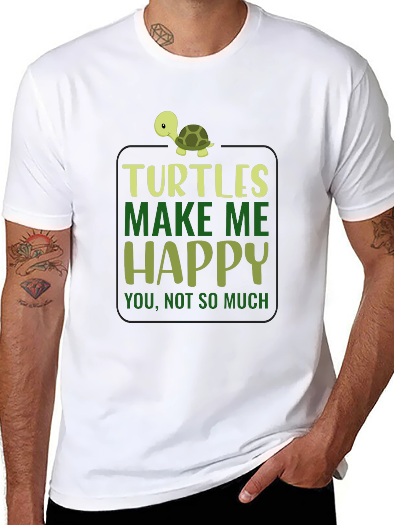 Turtles Make Me Happy Black T-Shirt