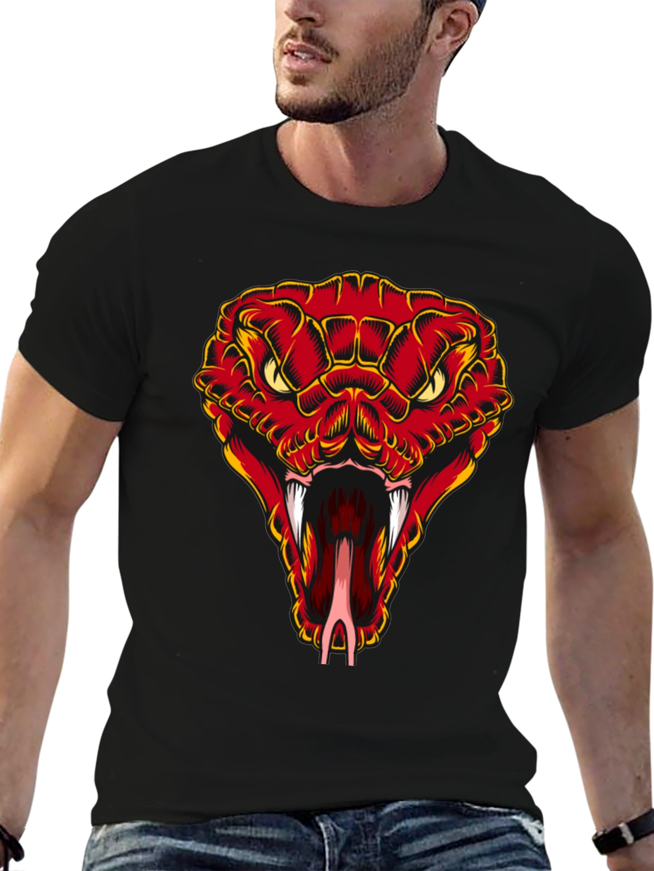 Snake Head Graphic T-Shirt - Bold Cobra Design
