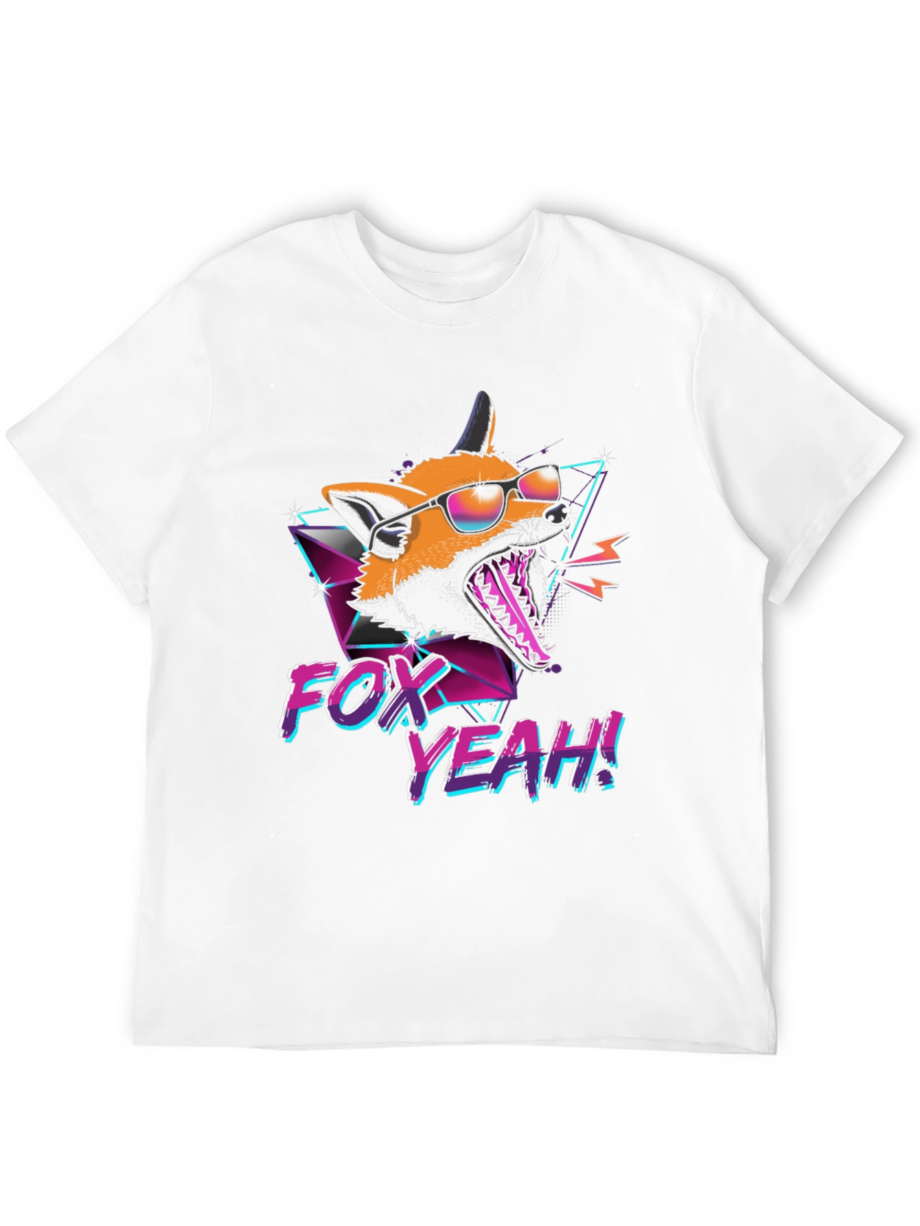 Retro Fox Yeah! Graphic T-Shirt - Black