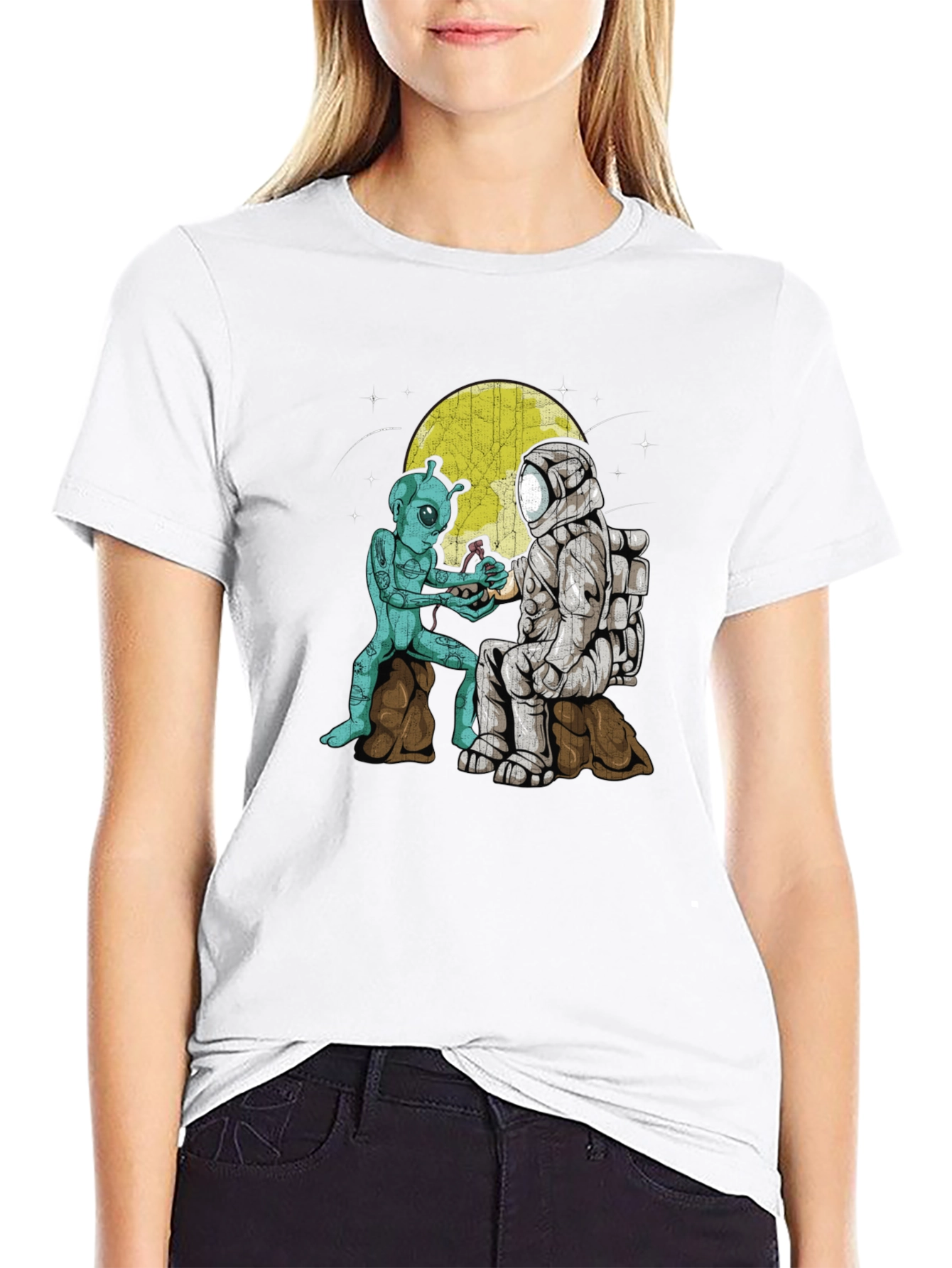Astronaut & Alien Friendship Graphic T-Shirt