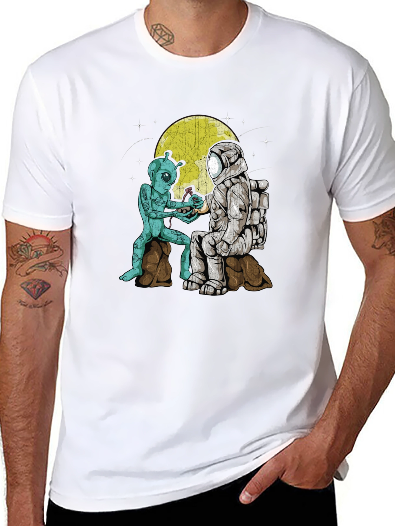 Astronaut & Alien Friendship Graphic T-Shirt