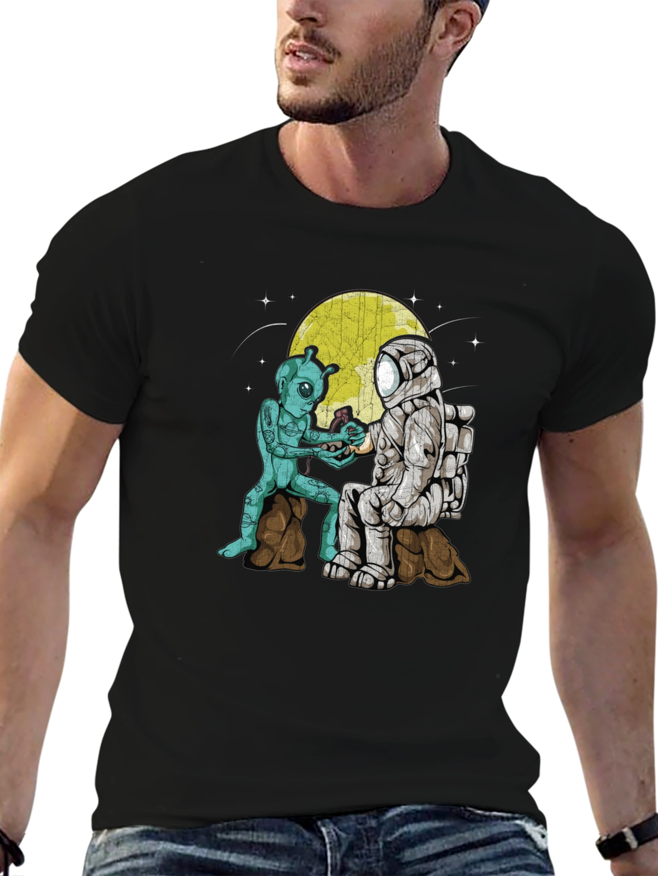 Astronaut & Alien Friendship Graphic T-Shirt