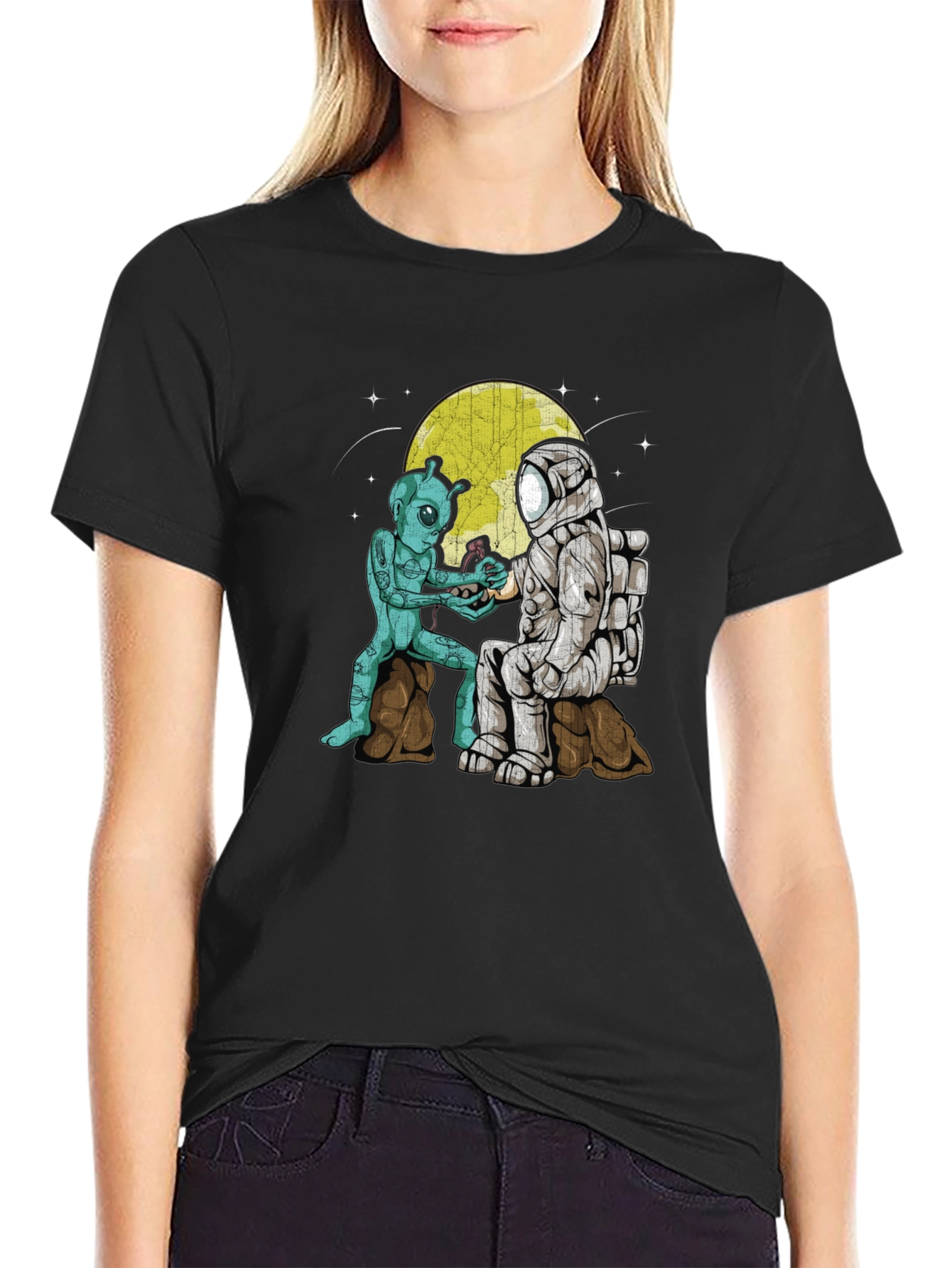 Astronaut & Alien Friendship Graphic T-Shirt