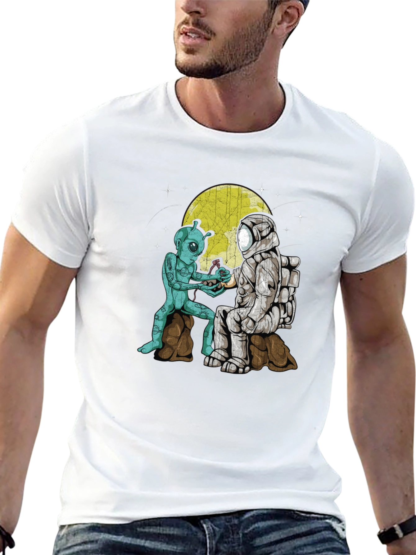 Astronaut & Alien Friendship Graphic T-Shirt