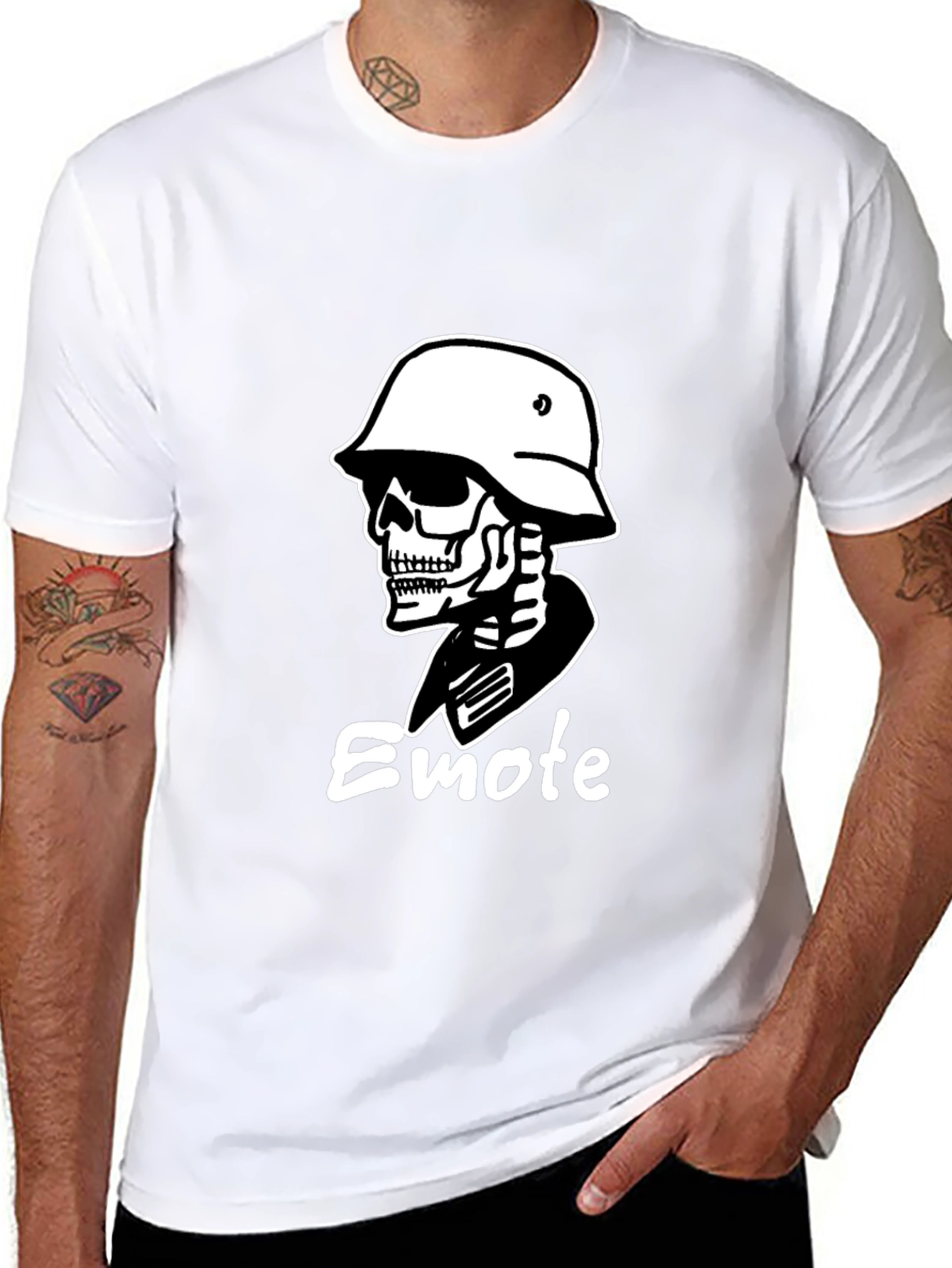 Skull Soldier Graphic Tee - Black Cotton T-Shirt