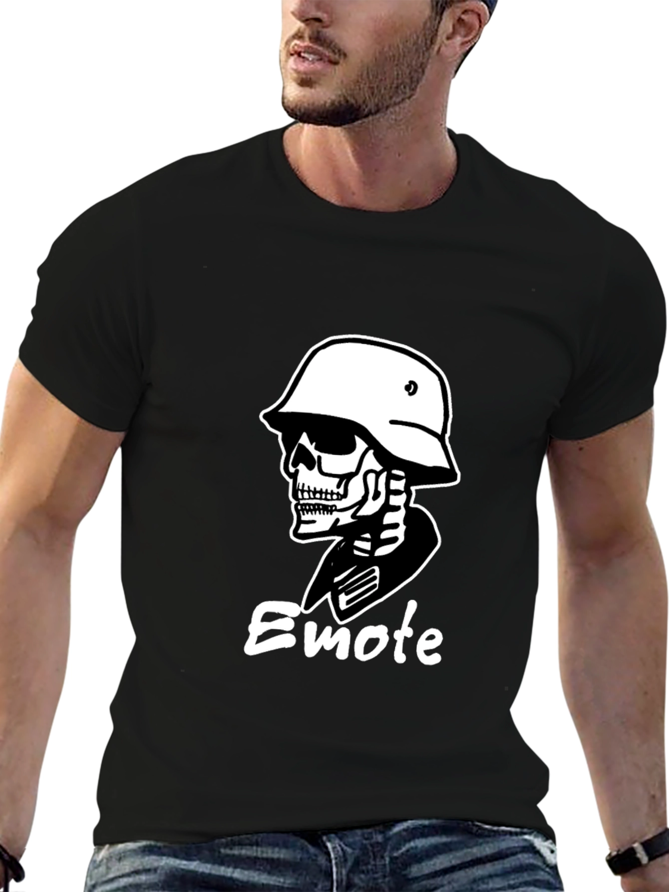 Skull Soldier Graphic Tee - Black Cotton T-Shirt