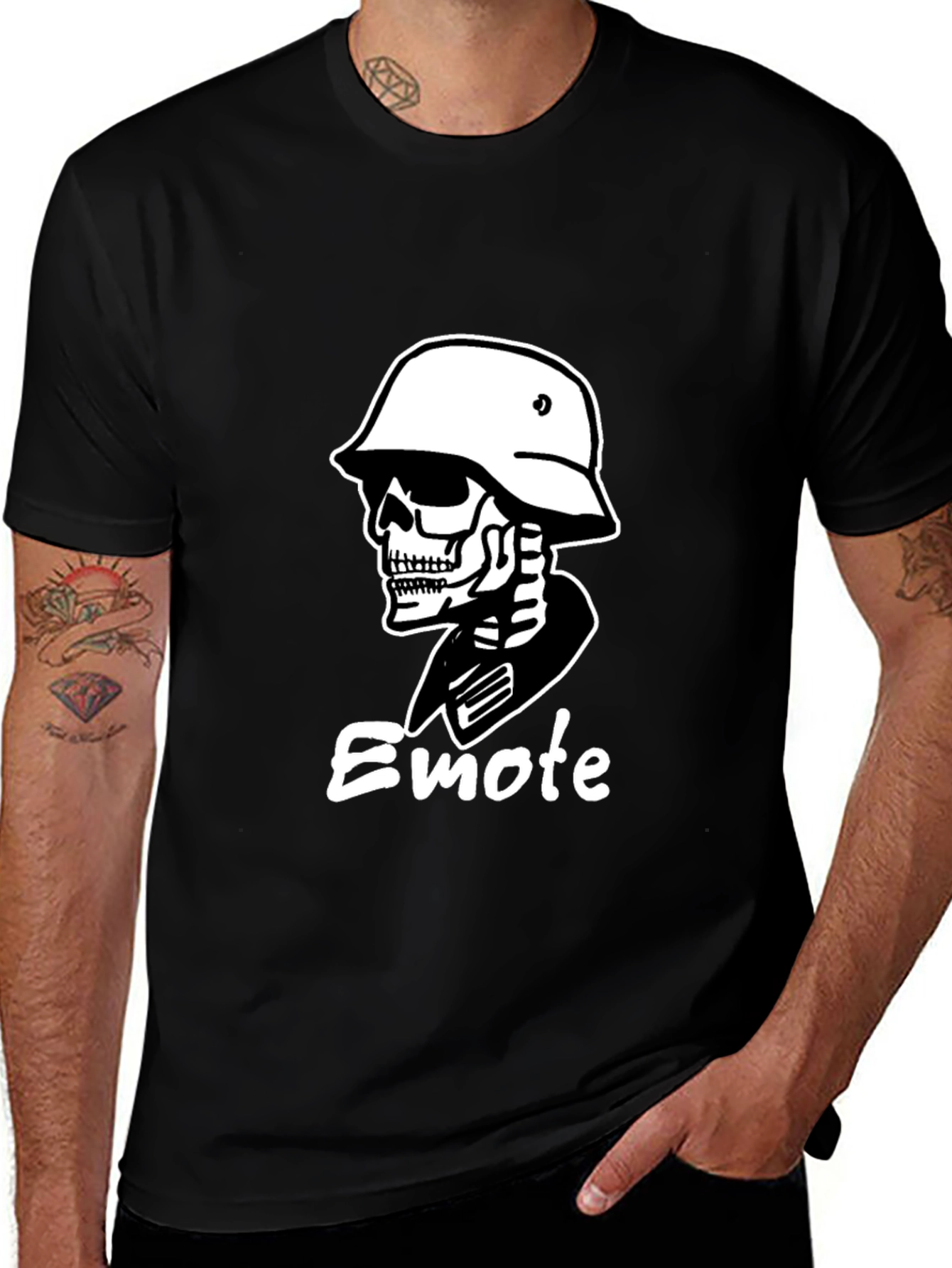 Skull Soldier Graphic Tee - Black Cotton T-Shirt