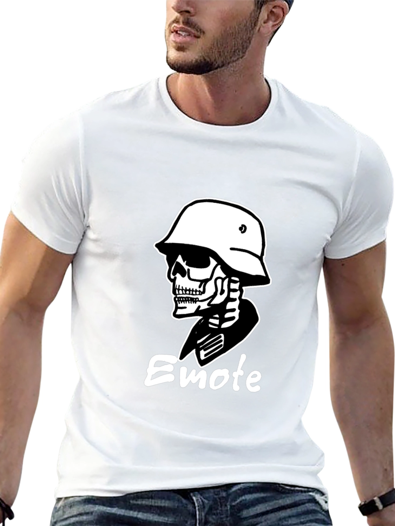 Skull Soldier Graphic Tee - Black Cotton T-Shirt