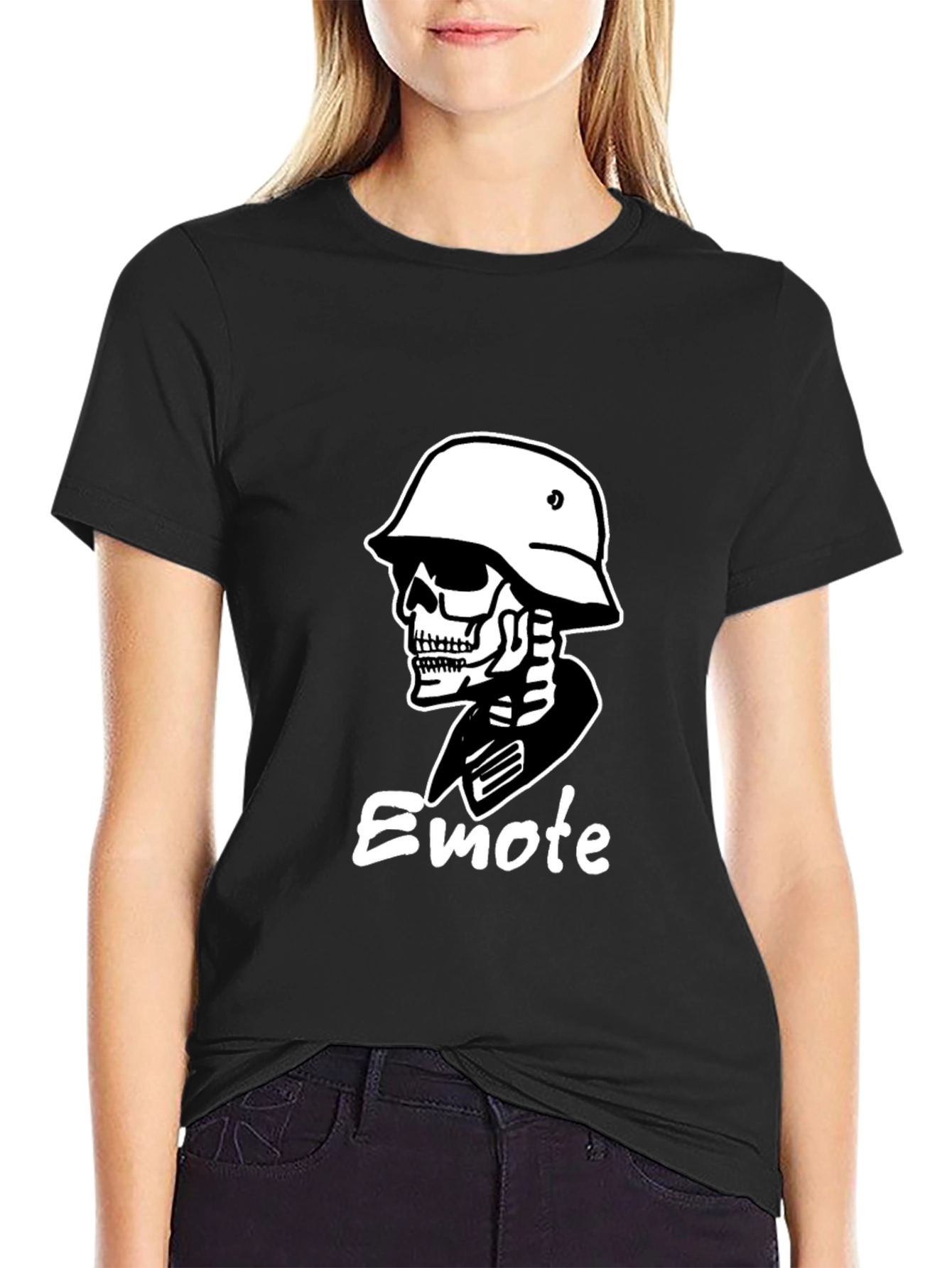 Skull Soldier Graphic Tee - Black Cotton T-Shirt