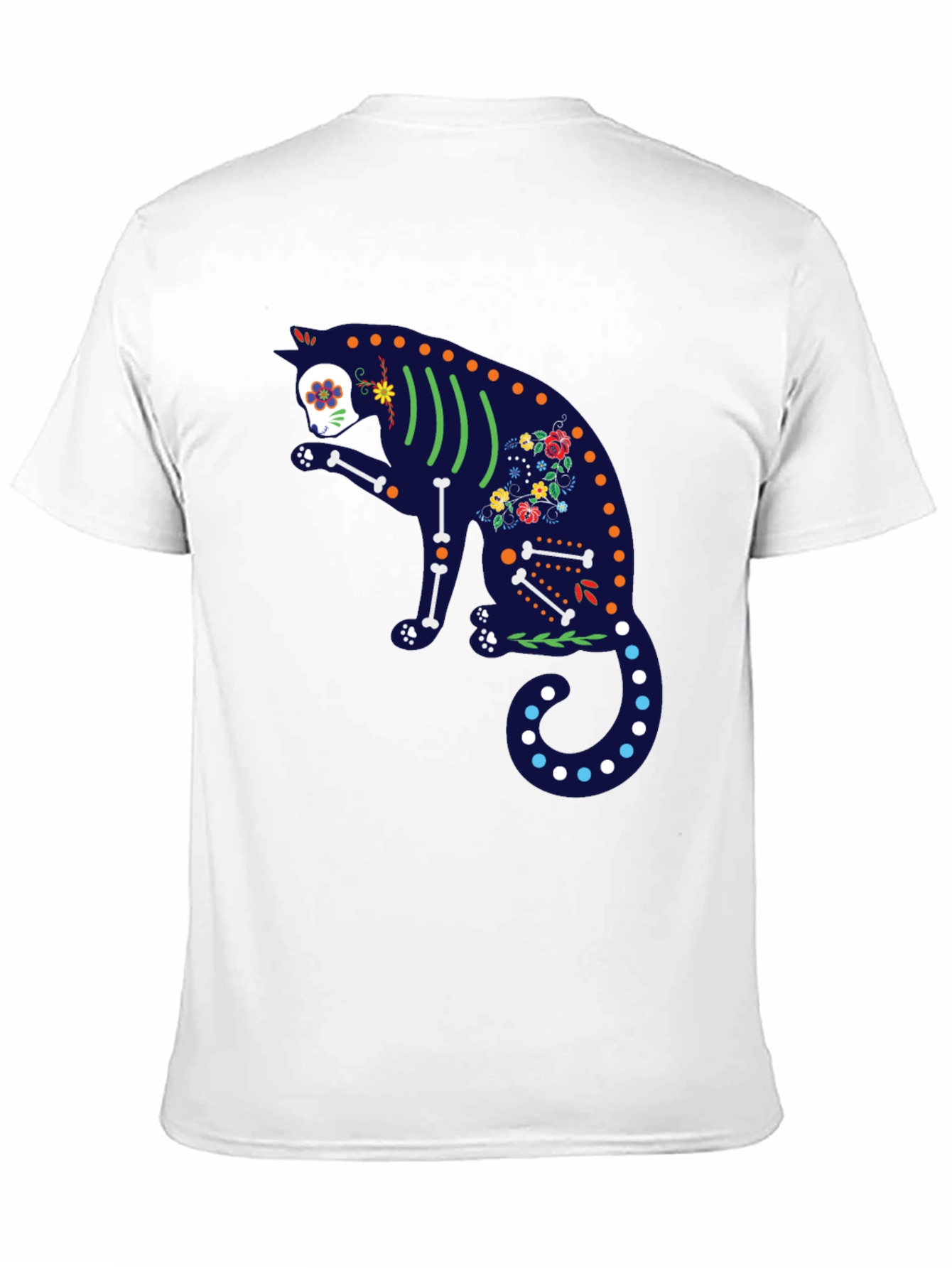 Sugar Skull Cat Graphic T-Shirt