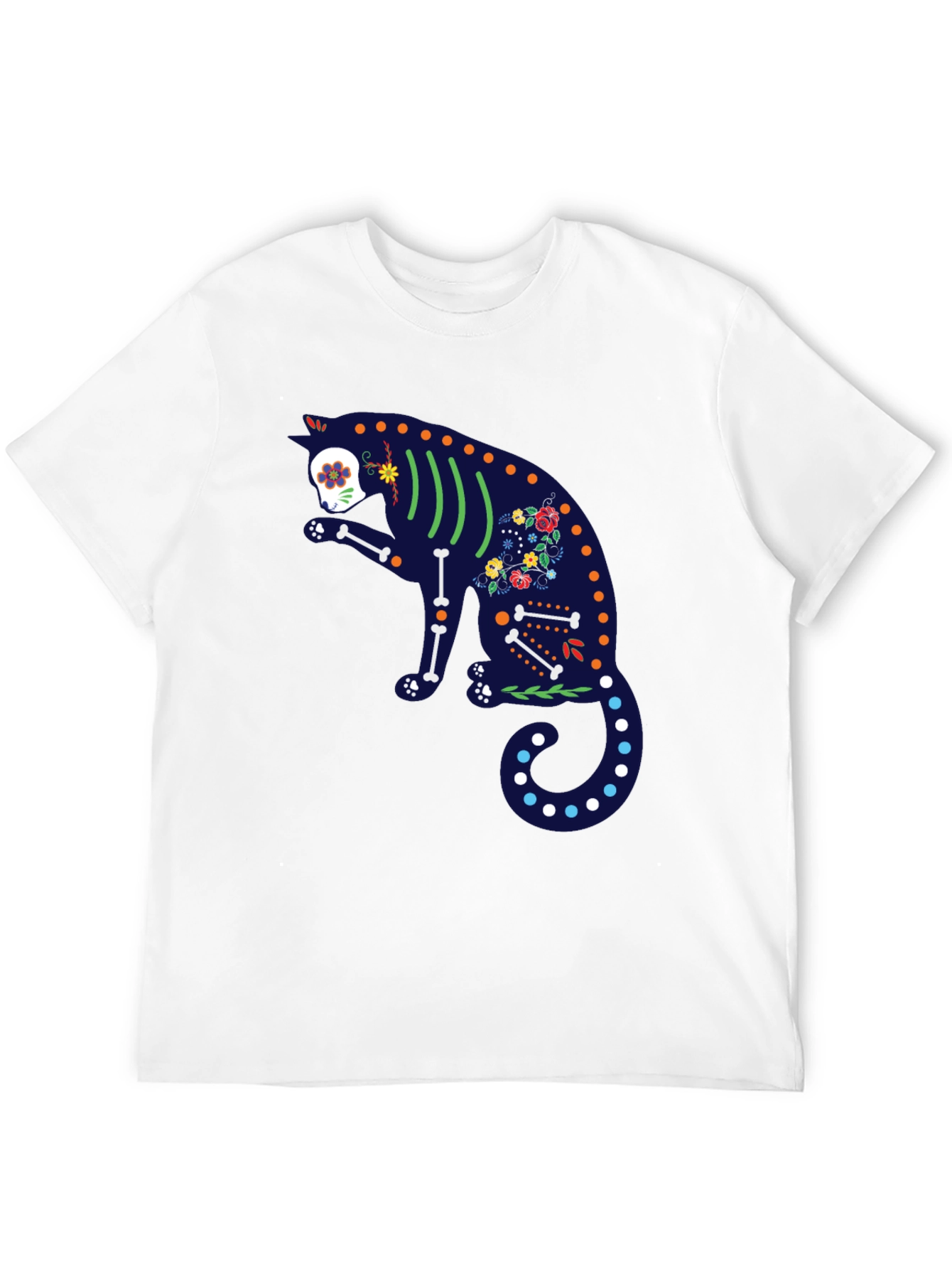 Sugar Skull Cat Graphic T-Shirt