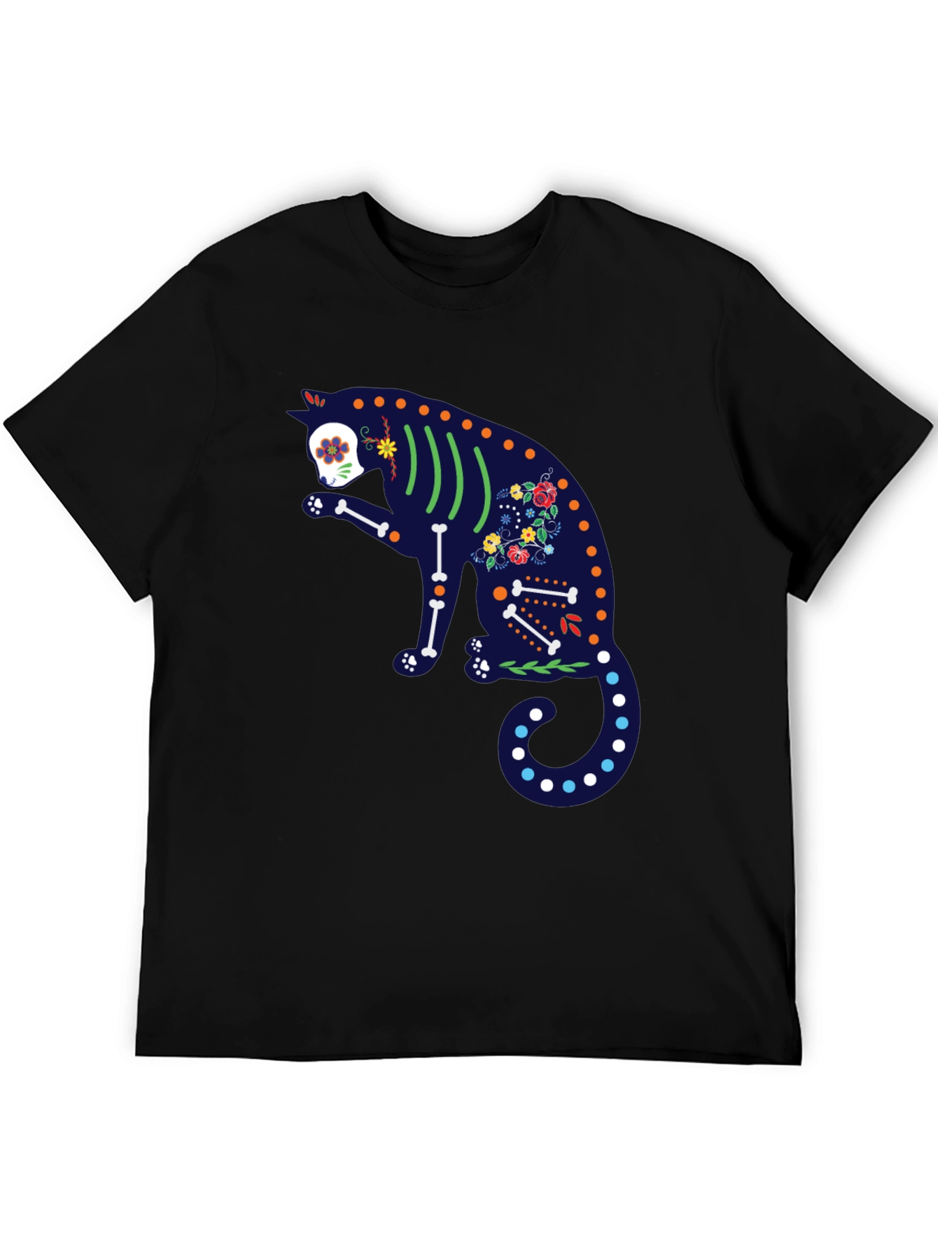 Sugar Skull Cat Graphic T-Shirt