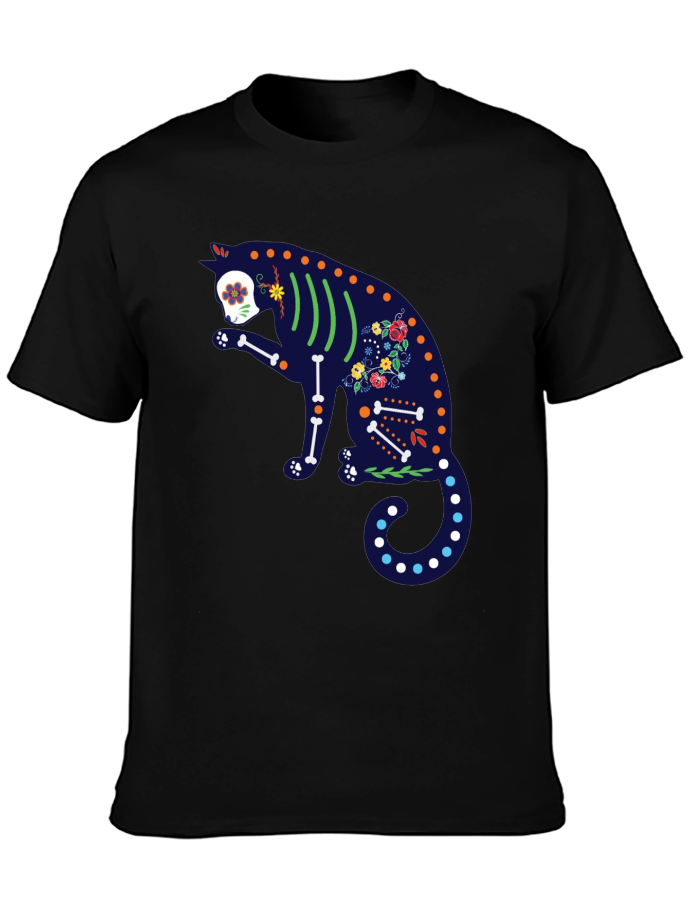 Sugar Skull Cat Graphic T-Shirt