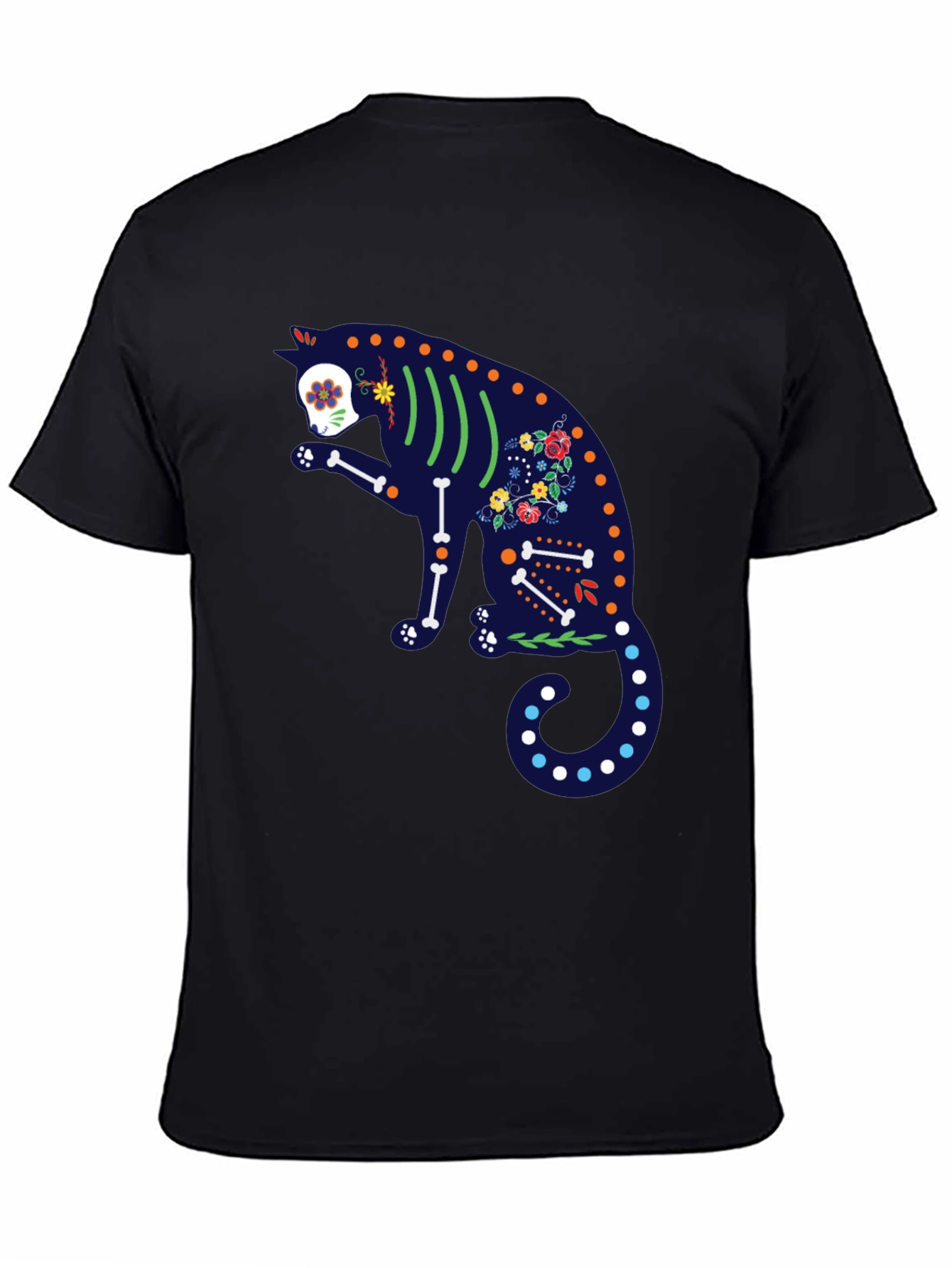 Sugar Skull Cat Graphic T-Shirt