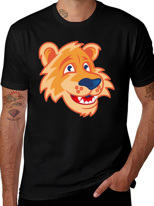 Cartoon Lion Graphic Tee - Black