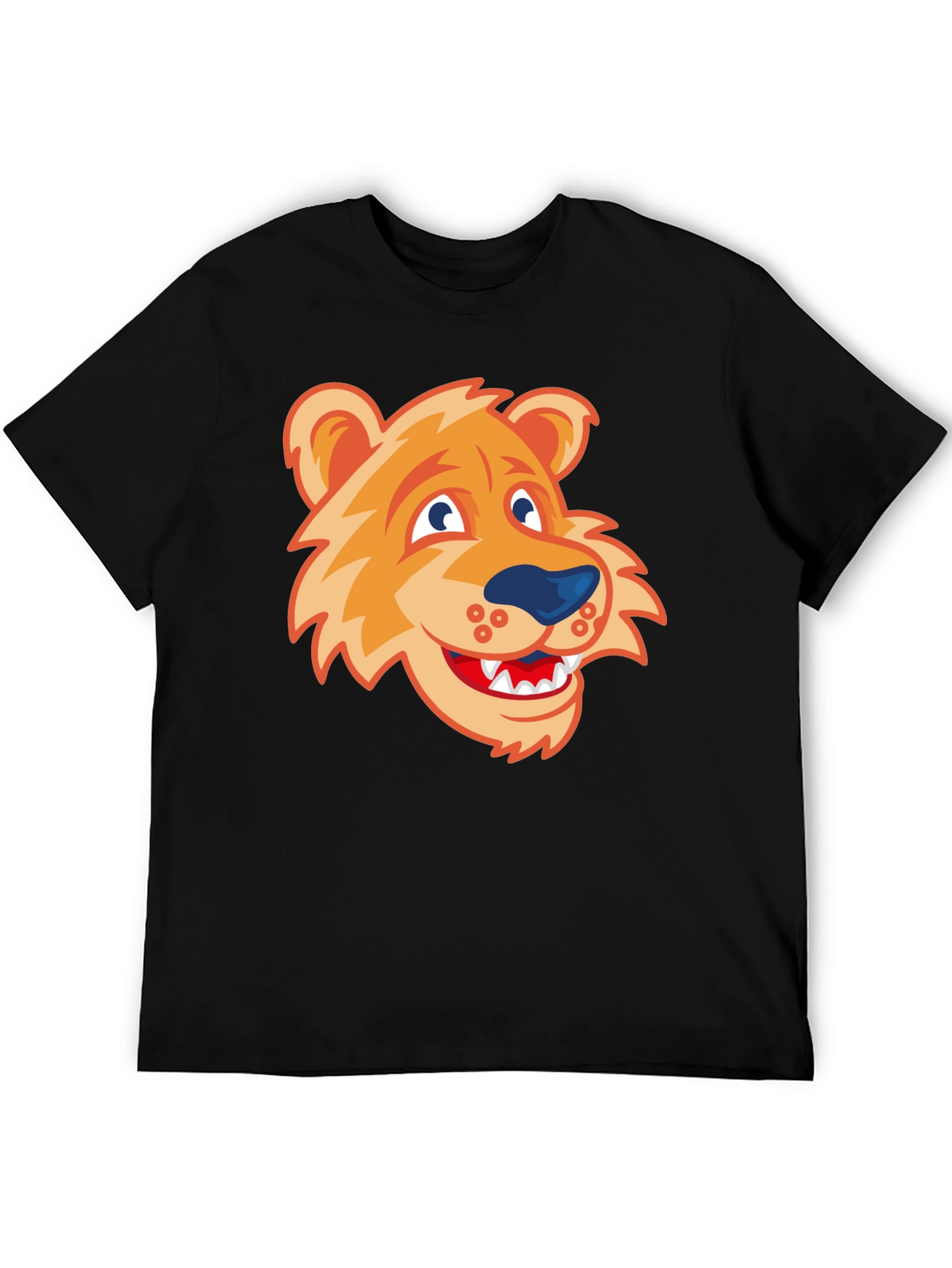 Cartoon Lion Graphic Tee - Black